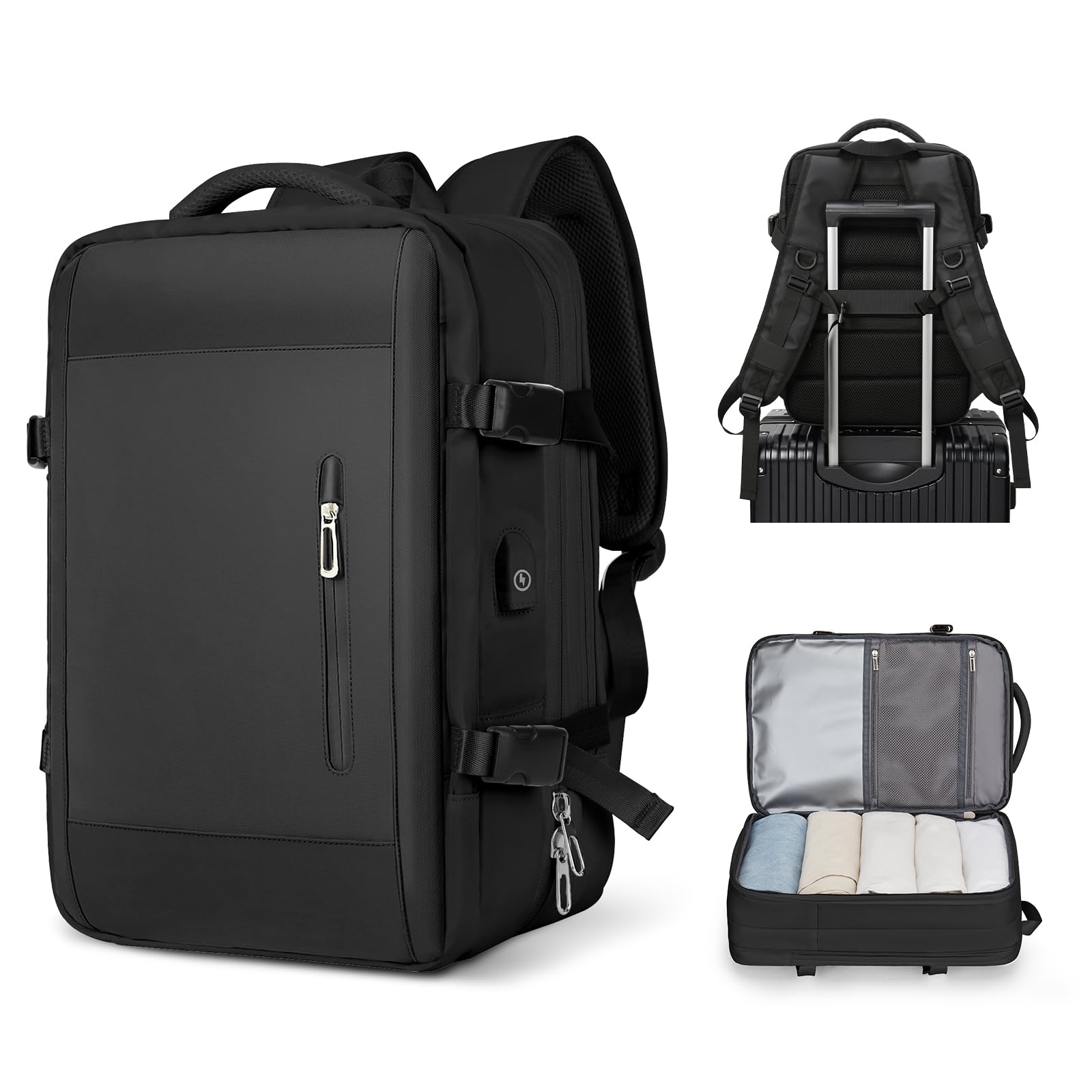 SZLX 45x36x20cm Cabin Backpack with USB Port - Waterproof Airplane Travel Bag for EasyJet & Ryanair (Fits 40x20x25cm) - Women's Casual Daypack for Commuting, Business Trips & Weekend Getaways