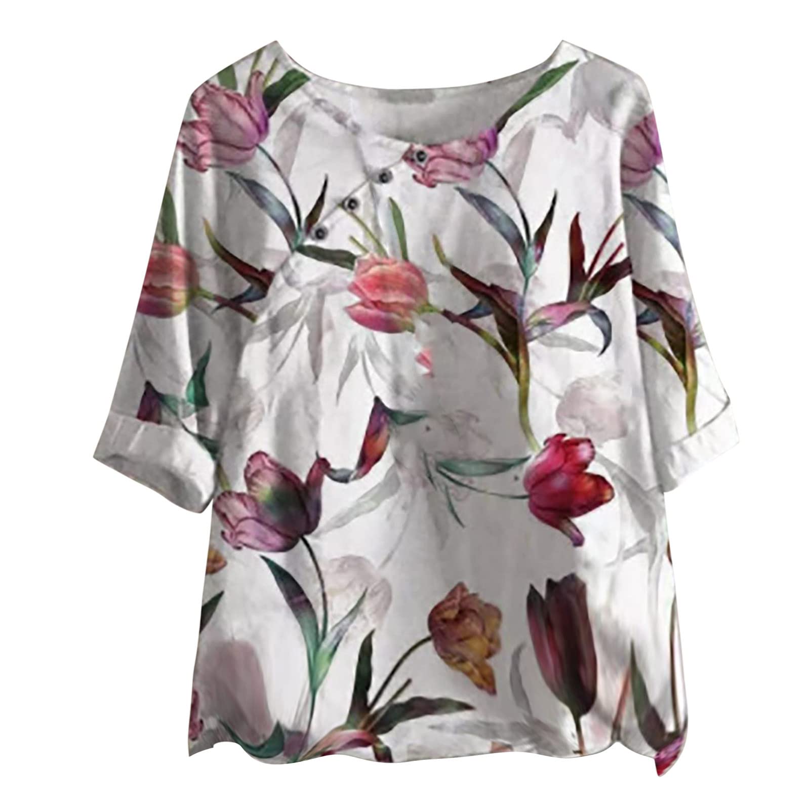 Women's Summer Blouses & Tops - Half Sleeve Boho Floral Print Casual T-Shirts & Tunics - Loose Comfortable Shirts for Beach, Vacation & Everyday Wear