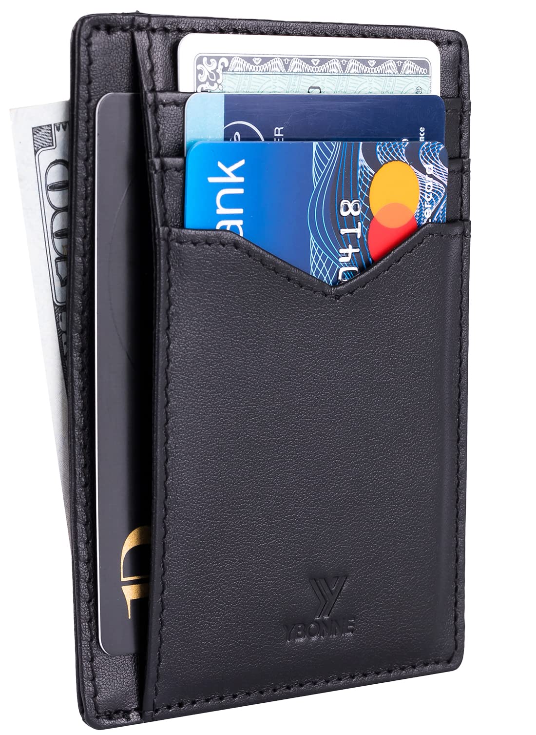Slim RFID Blocking Front Pocket Wallet for Men & Women - Genuine Leather Card Holder (Black) | Perfect for Travel, Work & Everyday Use
