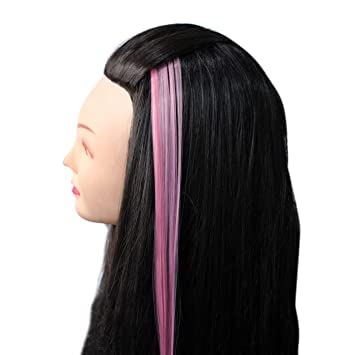 KAVIN Clip In Straight Hair Extensions Set of 2 - Colored Hair Streaks & Highlights for Women & Girls (Peach) | Halloween Costume Accessories, Cosplay & Party Hairstyle Enhancer