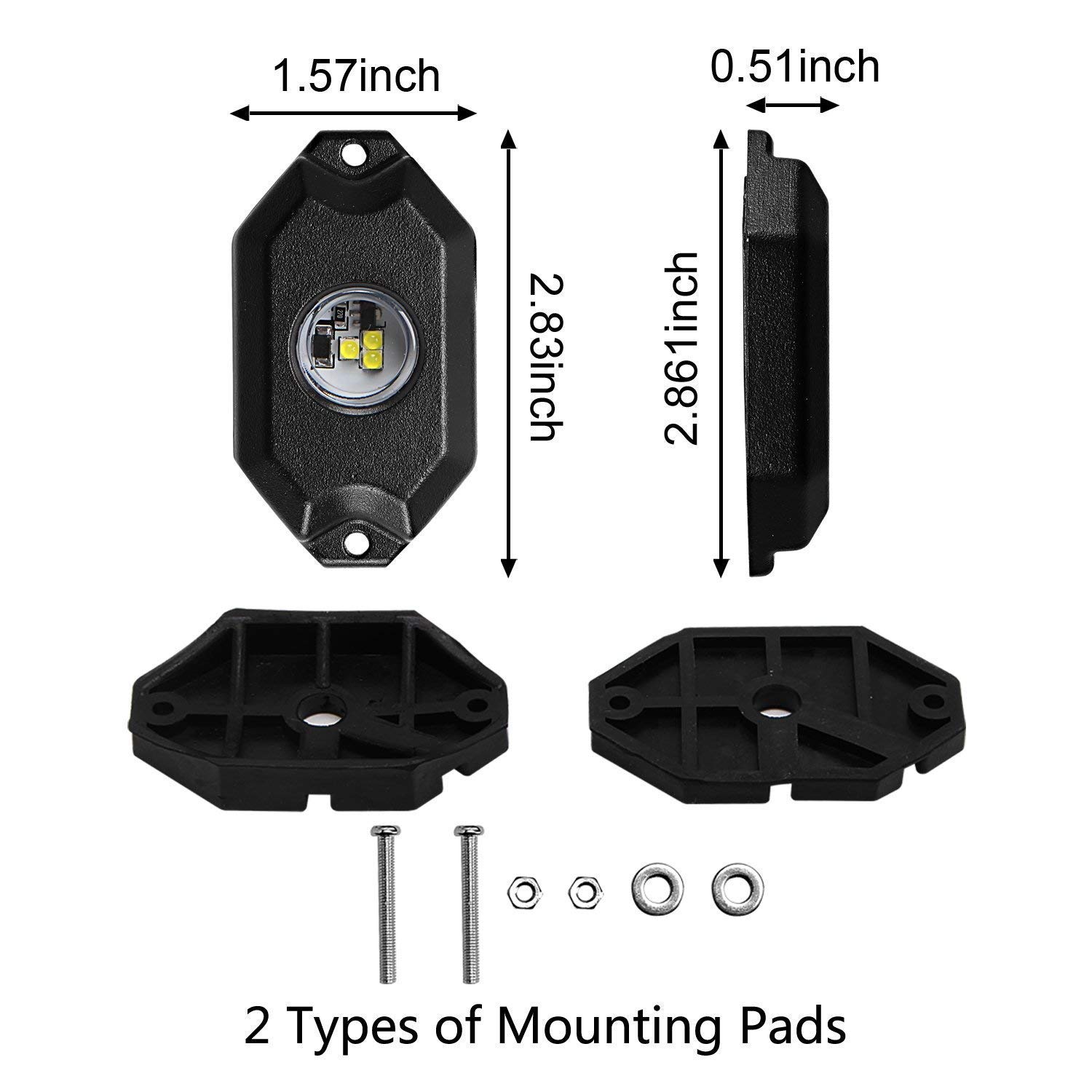 4-Piece 2 Inch LED Rock Lights for Off-Road Vehicles - White Underbody Wheel Lighting Pods for Crawling, Fender & Dome Illumination - Perfect for Night Off-Roading, Trail Adventures & Truck Customization