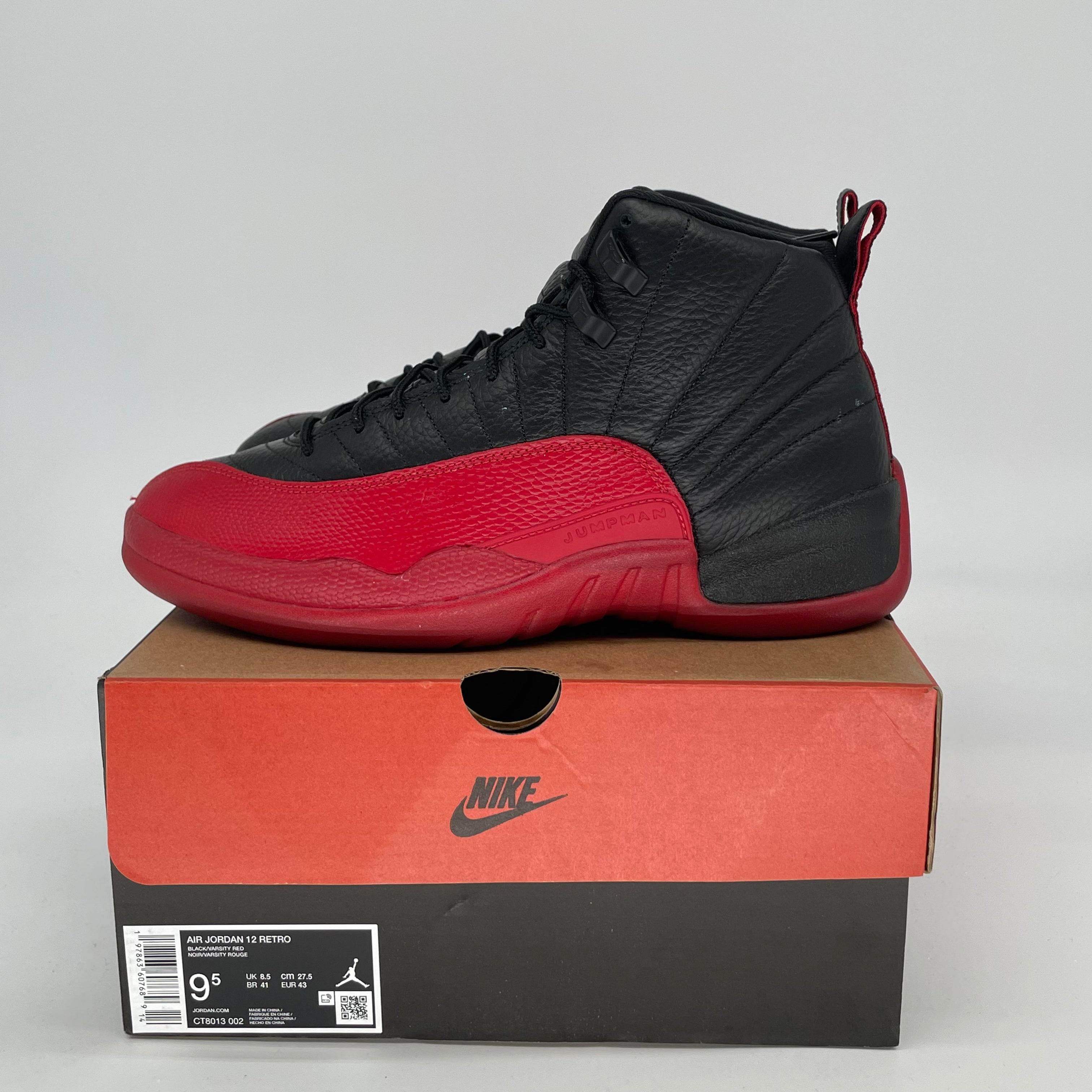AIR JORDAN 12 FLU GAME Basketball Shoes Men's Size 9.5/11W Black Red Retro Sneakers CT8013-002 - Perfect for NBA Games, Streetwear & Sneaker Collection
