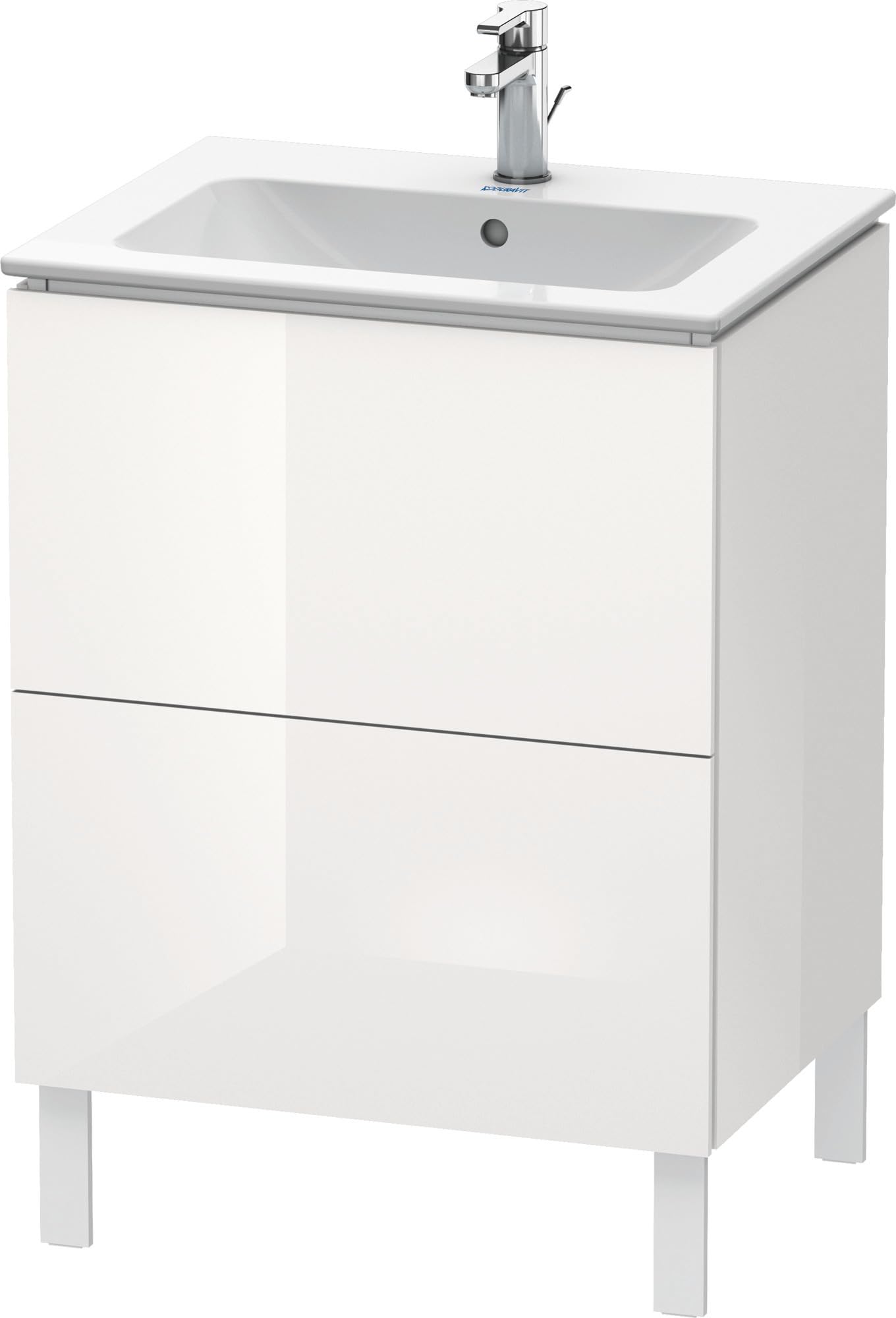 Duravit LC6625 L-Cube 24 Inch Freestanding Bathroom Vanity Cabinet - Solid Wood Modern Vanity Base Only (No Top) - Perfect for Small Bathrooms & Powder Rooms