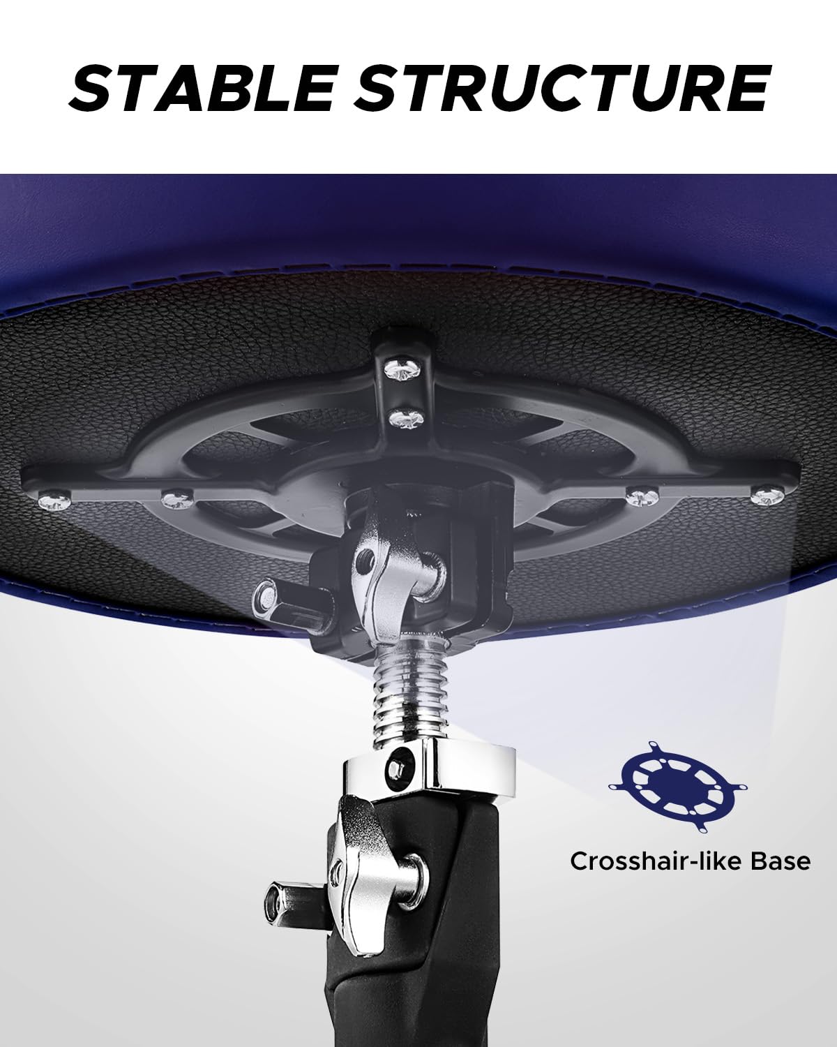 Starfavor Adjustable Drum Throne - Padded Rotatable Drum Stool with Double Braced Anti-Slip Feet - ST-650 Stone (Crimson/Blue) - Perfect for Drummers, Music Practice & Live Performances