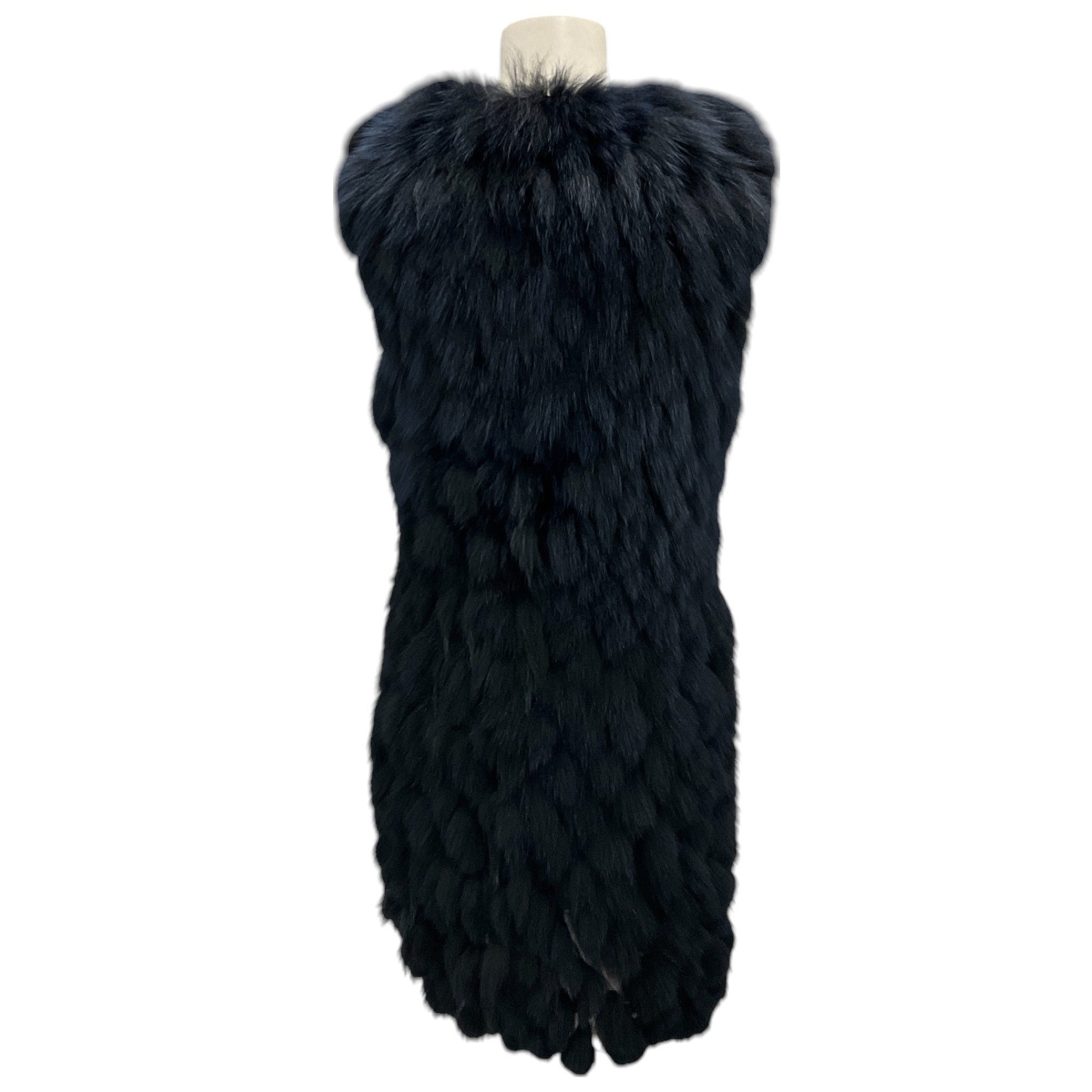 J. Mendel Navy Blue Genuine Fur Vest for Women - Luxury Winter Fashion Outerwear - Perfect for Holiday Parties & Cold Weather Layering