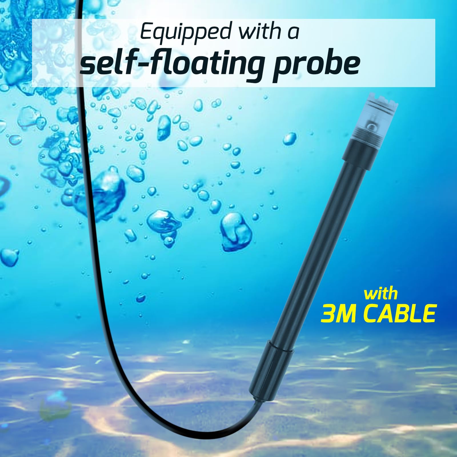 Portable Dissolved Oxygen Meter with ATC & Long Cable - DO Tester Kit with Self-Floating Probe Electrode for Aquariums, Ponds, Hydroponics & Water Quality Testing