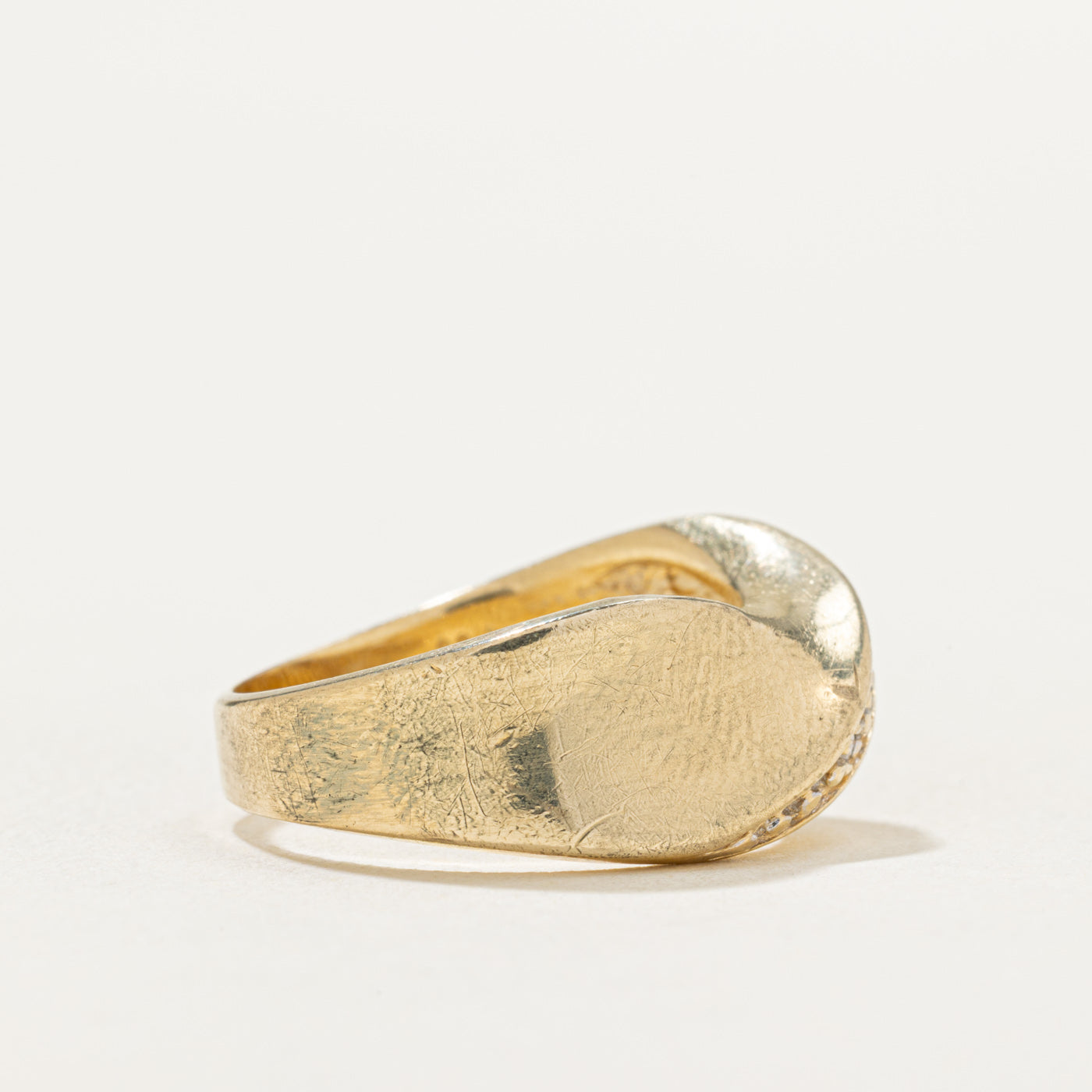 14K Gold Diagonal Diamond Chunky Crossover Ring - 0.03ctw, Size 6.5 - Elegant Statement Jewelry for Women, Perfect for Parties, Weddings & Special Occasions