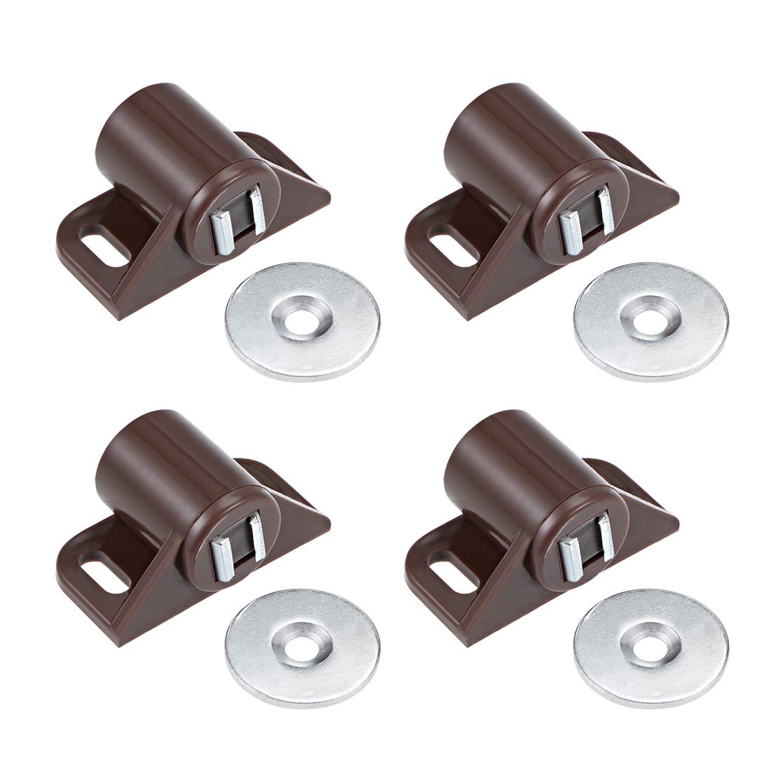 uxcell 4pcs Brown Magnetic Catches for Cabinets, Doors, Cupboards & Drawers - Strong Cabinet Hardware Latch Fittings for Closet Organization & Home Improvement
