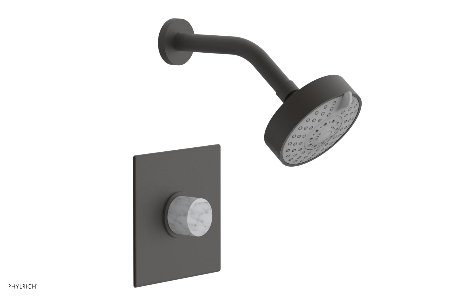 BASIC II Pressure Balance Shower Set with White Marble Handle - 230S 23 Series - Perfect for Modern Bathroom Renovation & Spa-Like Shower Experience