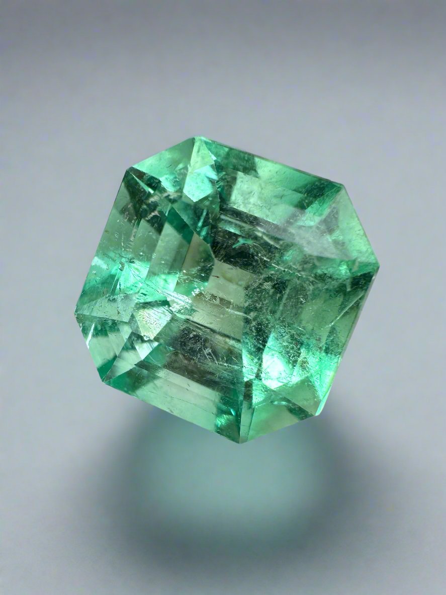 10.49 Carat Natural Colombian Emerald - 13x13mm Asscher Cut Loose Gemstone for Jewelry Making, Engagement Rings & Luxury Gifts