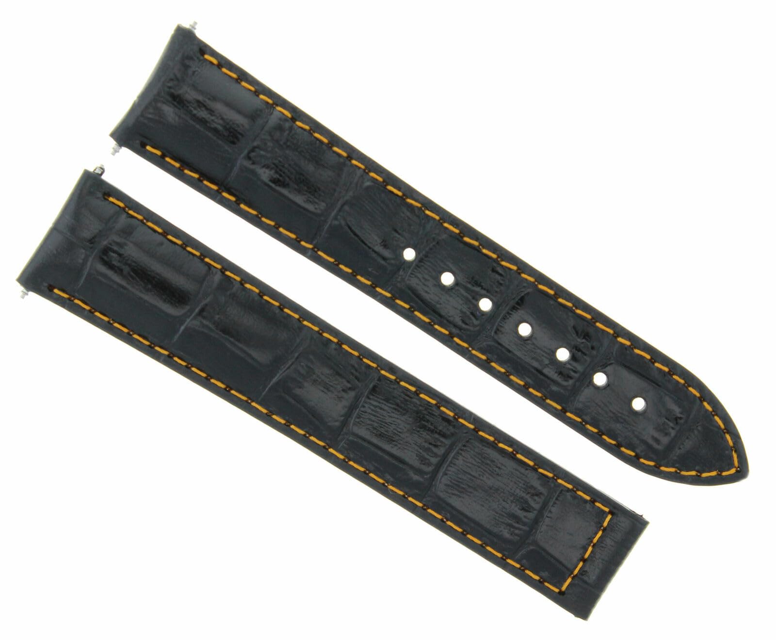 18mm Genuine Leather Watch Band Strap with Deployment Clasp - Compatible with Omega Seamaster - Black with Orange Stitching - Perfect for Business, Casual & Outdoor Activities