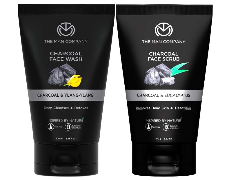 The Man Company Charcoal Face Scrub & Wash - Deep Cleansing Pore Minimizer, Exfoliating Anti-Acne Treatment, Blackhead Remover & Skin Brightener for Men | Daily Skincare Routine & Post-Shave Care