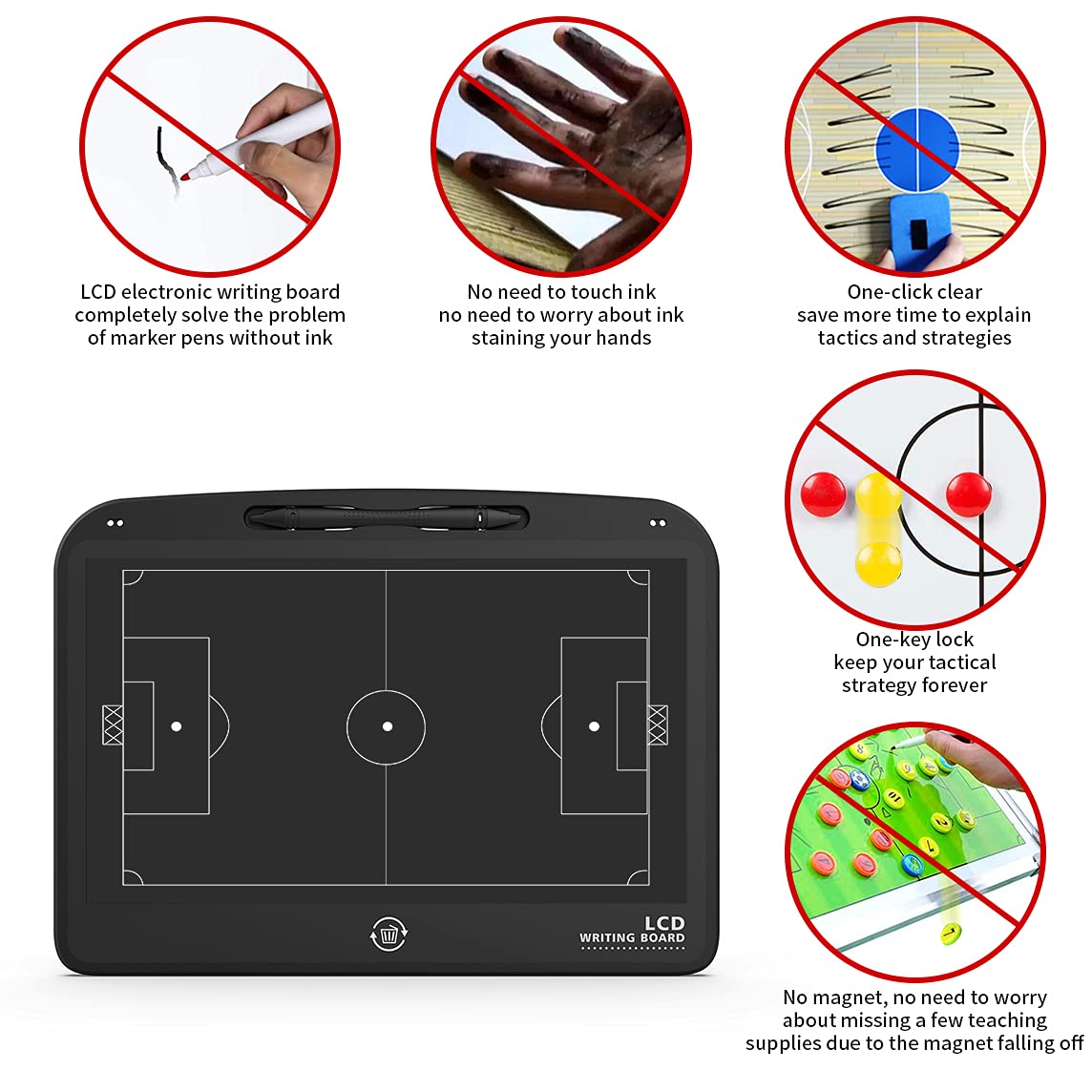 VNVDFLM Electronic LCD Basketball & Soccer Coaching Board - Digital Tactical Training Board for Coaches - Perfect Basketball & Football Coaching Equipment & Gift for Coaches - Ideal for Team Strategy Sessions, Game Planning & Player Development