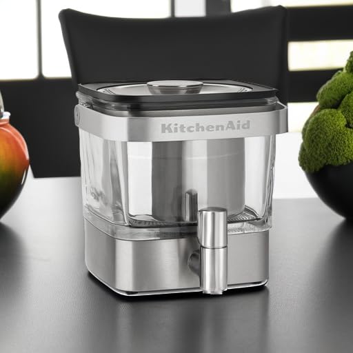 KitchenAid KCM4212SX 28oz Cold Brew Coffee Maker with Stainless Steel Filter - Brushed Stainless Steel Design for Iced Coffee & Cold Brew at Home, Office or Camping