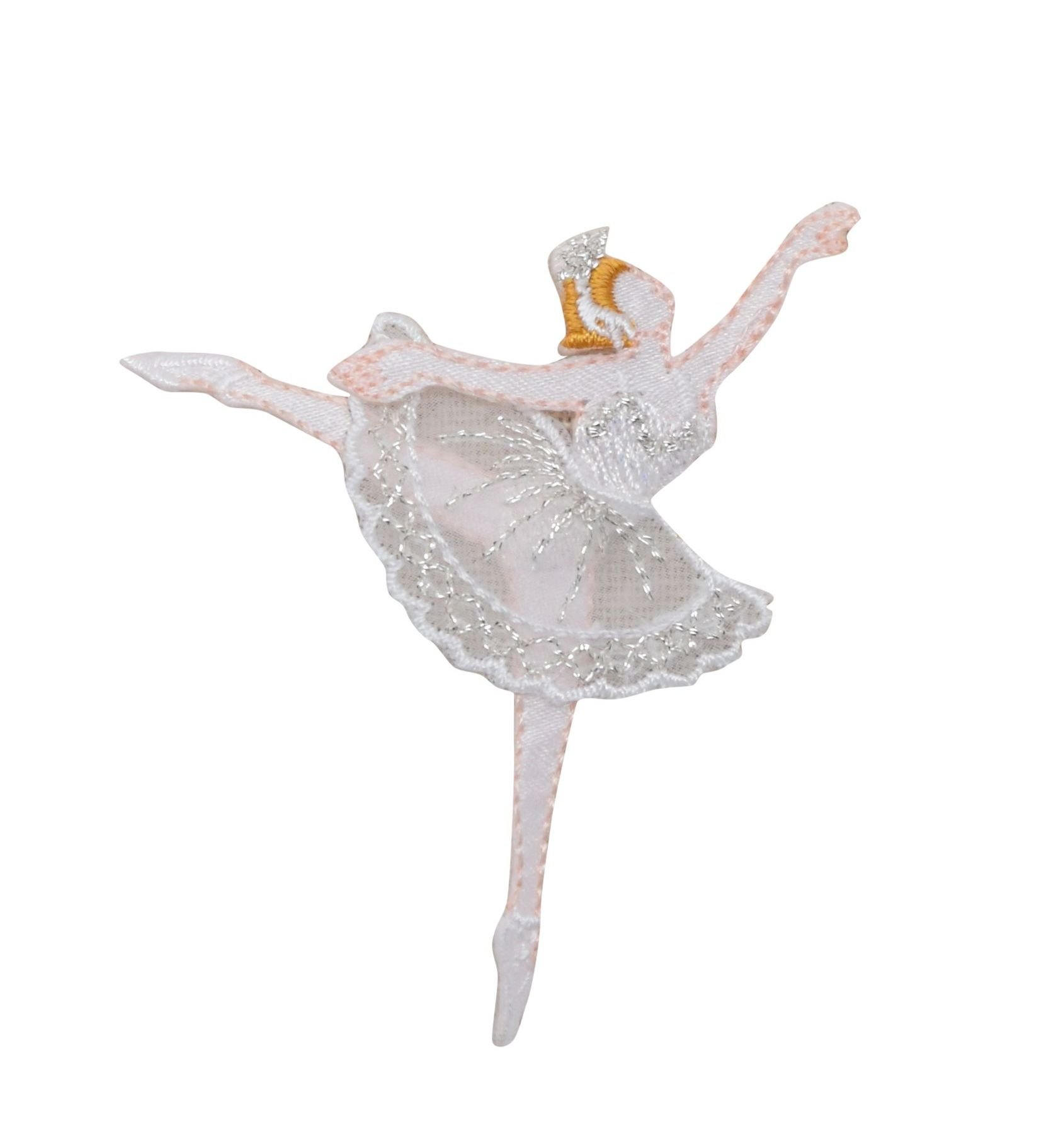 Prima Donna Ballerina Ballet Dancer White Dress Embroidered Iron-On Patch for Costumes, Dancewear & DIY Craft Projects