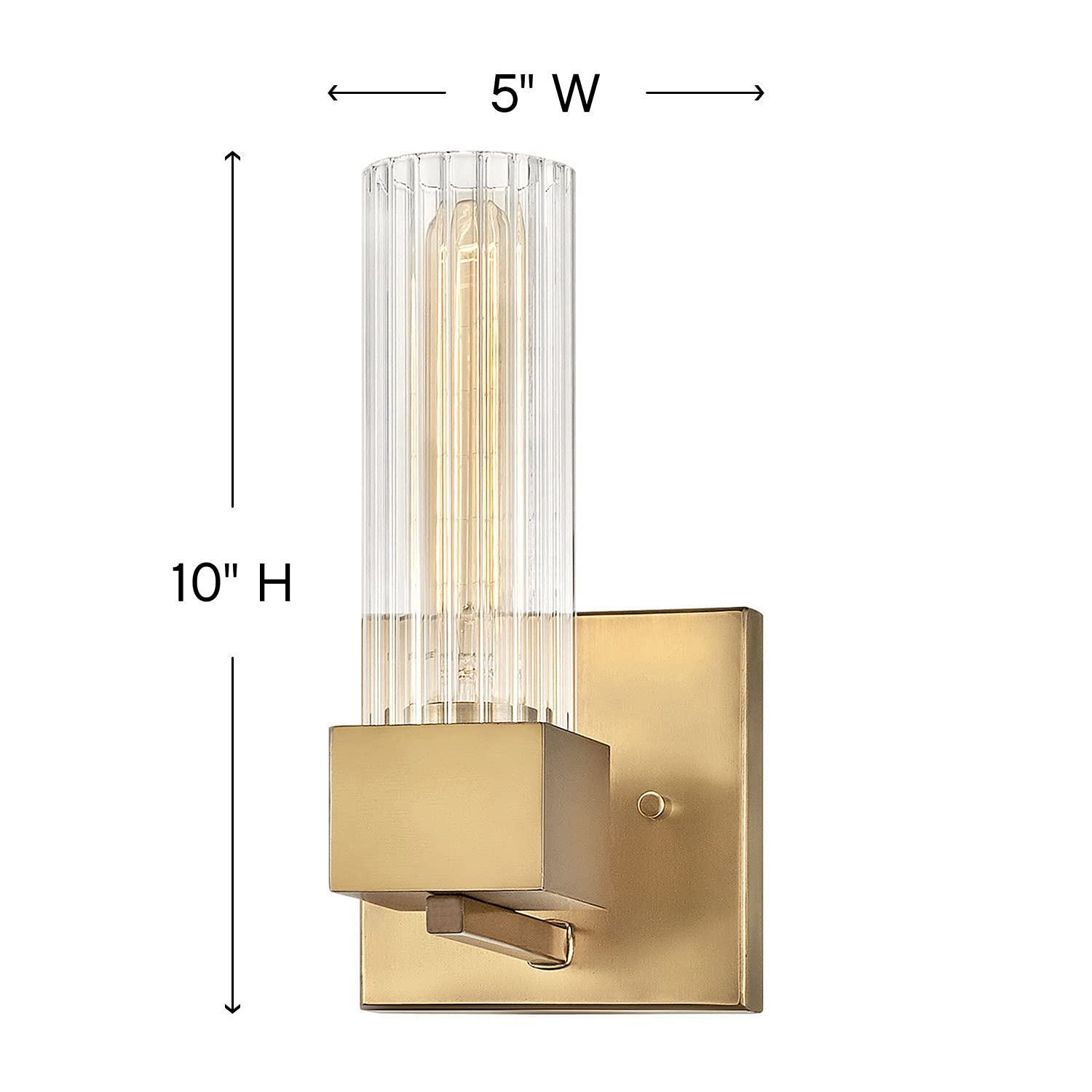 Hinkley Xander Collection One Light Bathroom Vanity Fixture with Ribbed Clear Glass in Heritage Brass - Elegant Lighting for Modern Bathrooms, Powder Rooms & Vanity Areas
