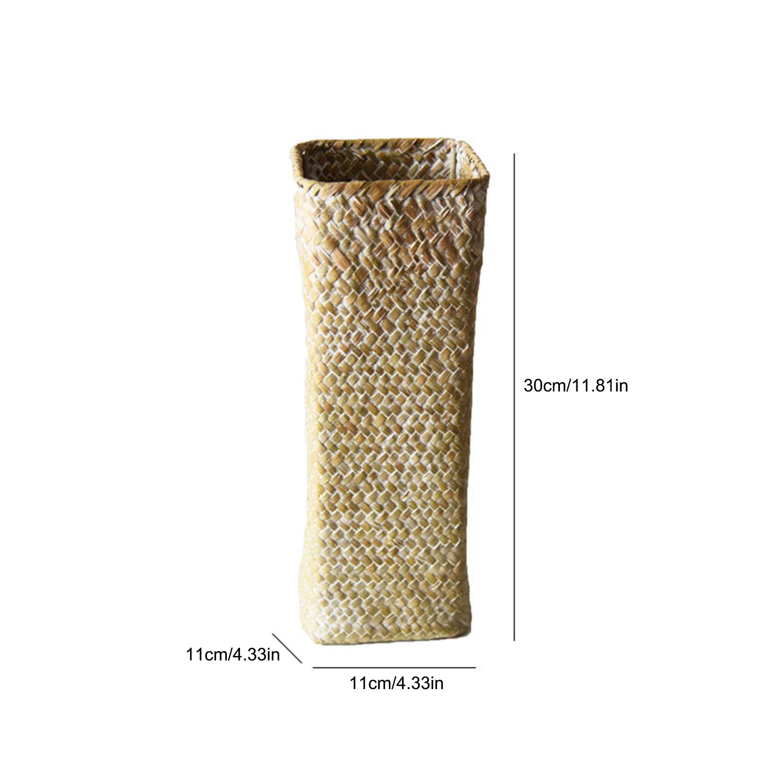 Handwoven Rattan Flower Vase - Natural Bamboo Basket for Home Decor | Tall White Decorative Vase for Flowers, Fruits & Centerpieces | Perfect for Boho, Farmhouse & Coastal Style Living Rooms, Bedrooms & Weddings