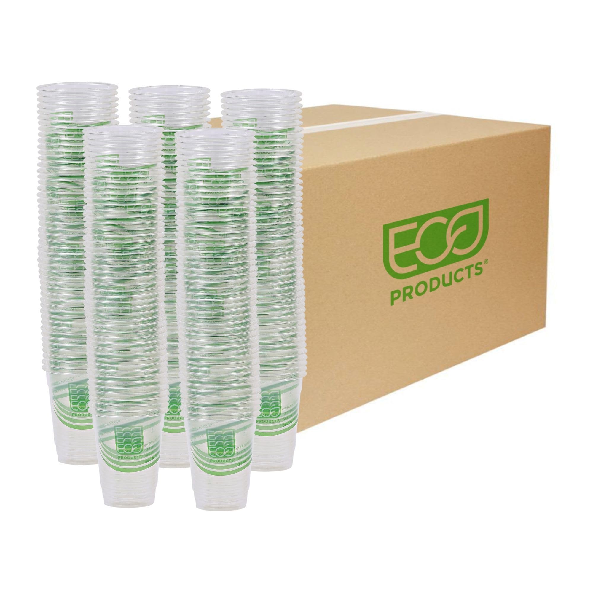 ECO PRODUCTS GreenStripe 100% Compostable 9oz PLA Cold Drink Cups (Case of 1000) | Plant-Based Disposable Cups for Iced Coffee, Smoothies & Parties | BPI Certified & ASTM D6400 Compliant | Eco-Friendly Alternative to Plastic Cups