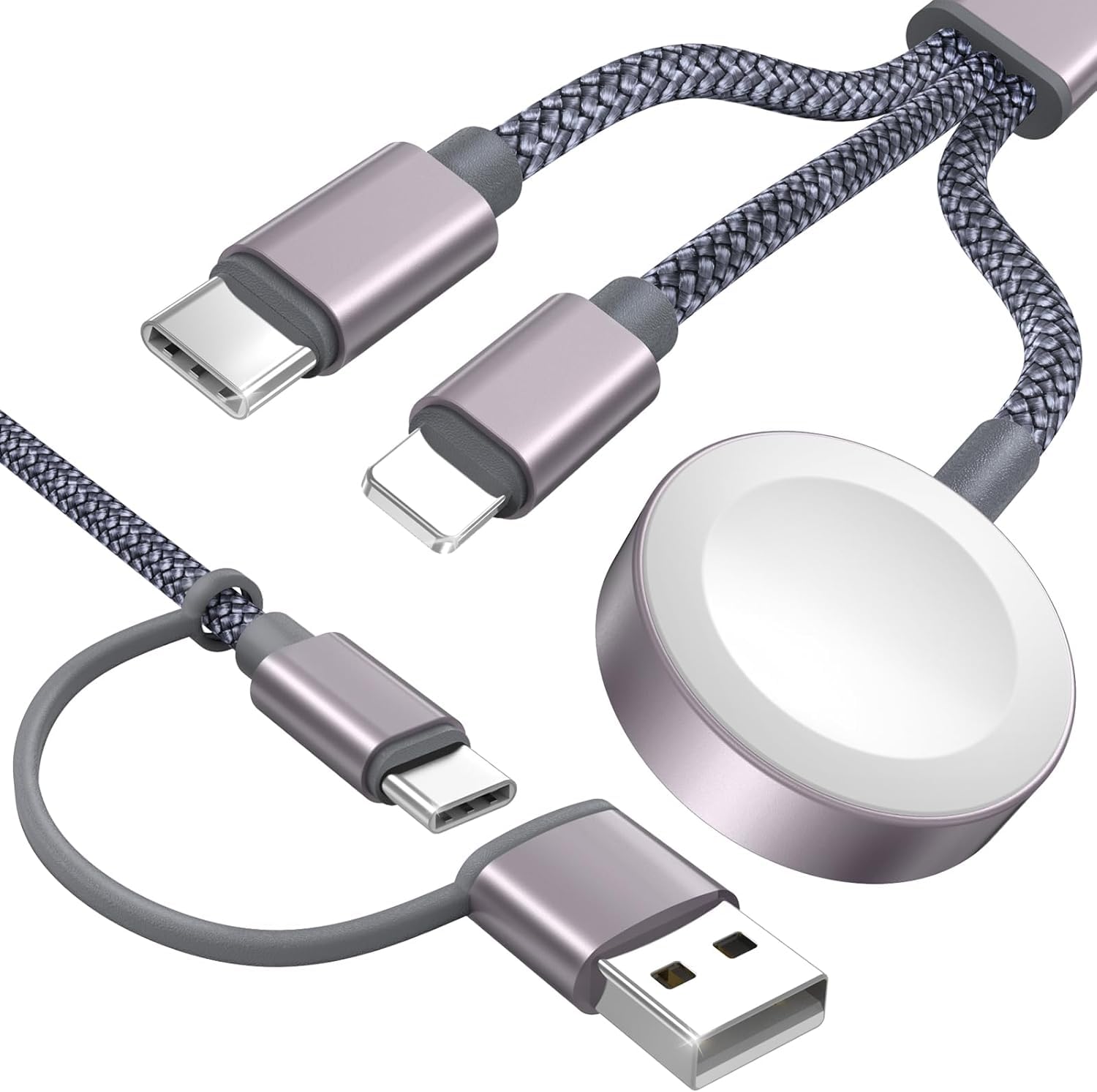 3-in-1 Fast Charging USB-C Cable for Apple Watch/iPhone/Samsung - Compatible with iWatch Ultra SE Series 10-1 & iPhone 16-14/Galaxy S23 - 4FT Multi-Device Charger for Home, Office & Travel