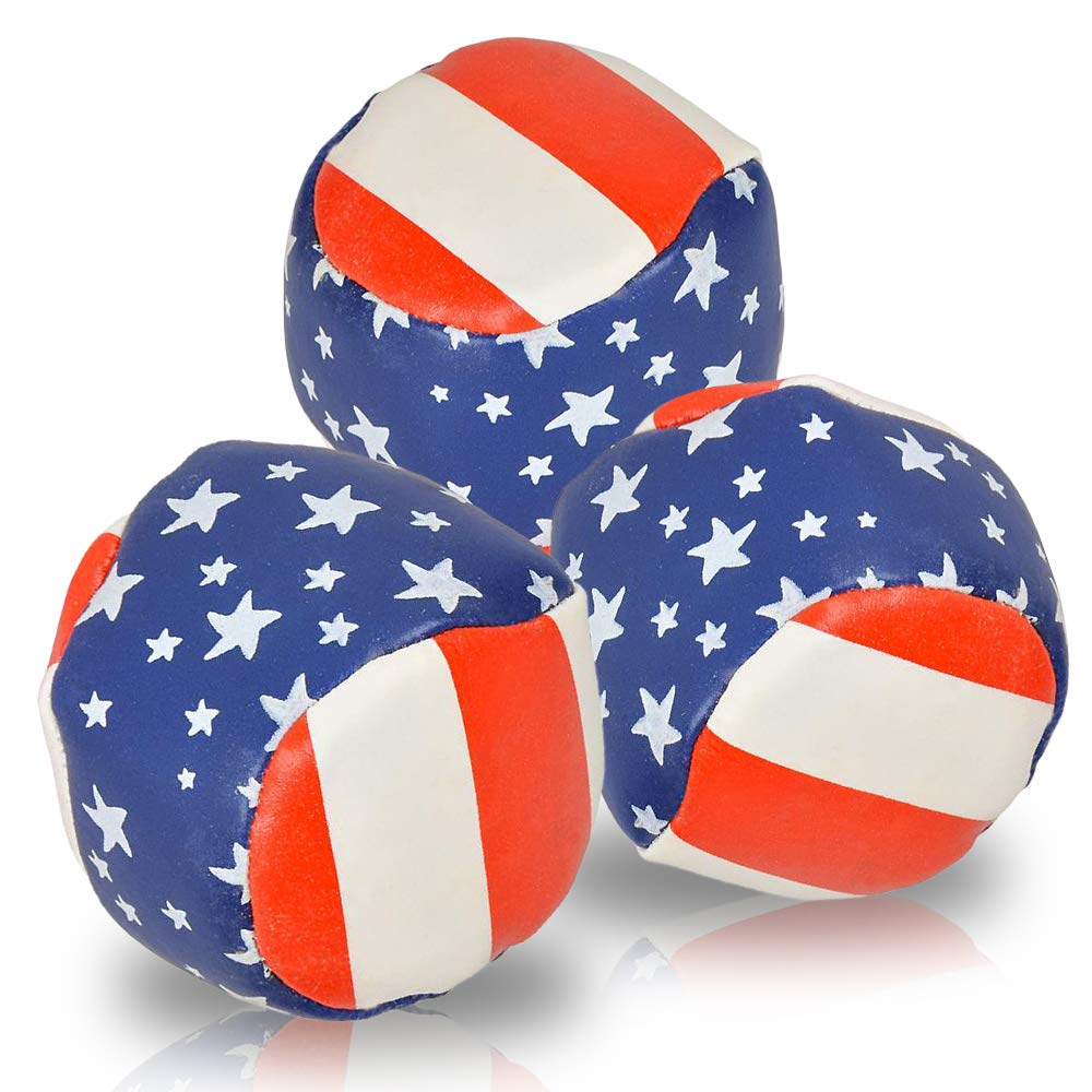 ArtCreativity Patriotic Juggling Balls Set - 3 Soft American Flag Themed Balls for Kids & Adults Beginners - Red White & Blue 4th of July Party Supplies - Perfect for Independence Day Celebrations, Outdoor Games & Circus Skill Practice