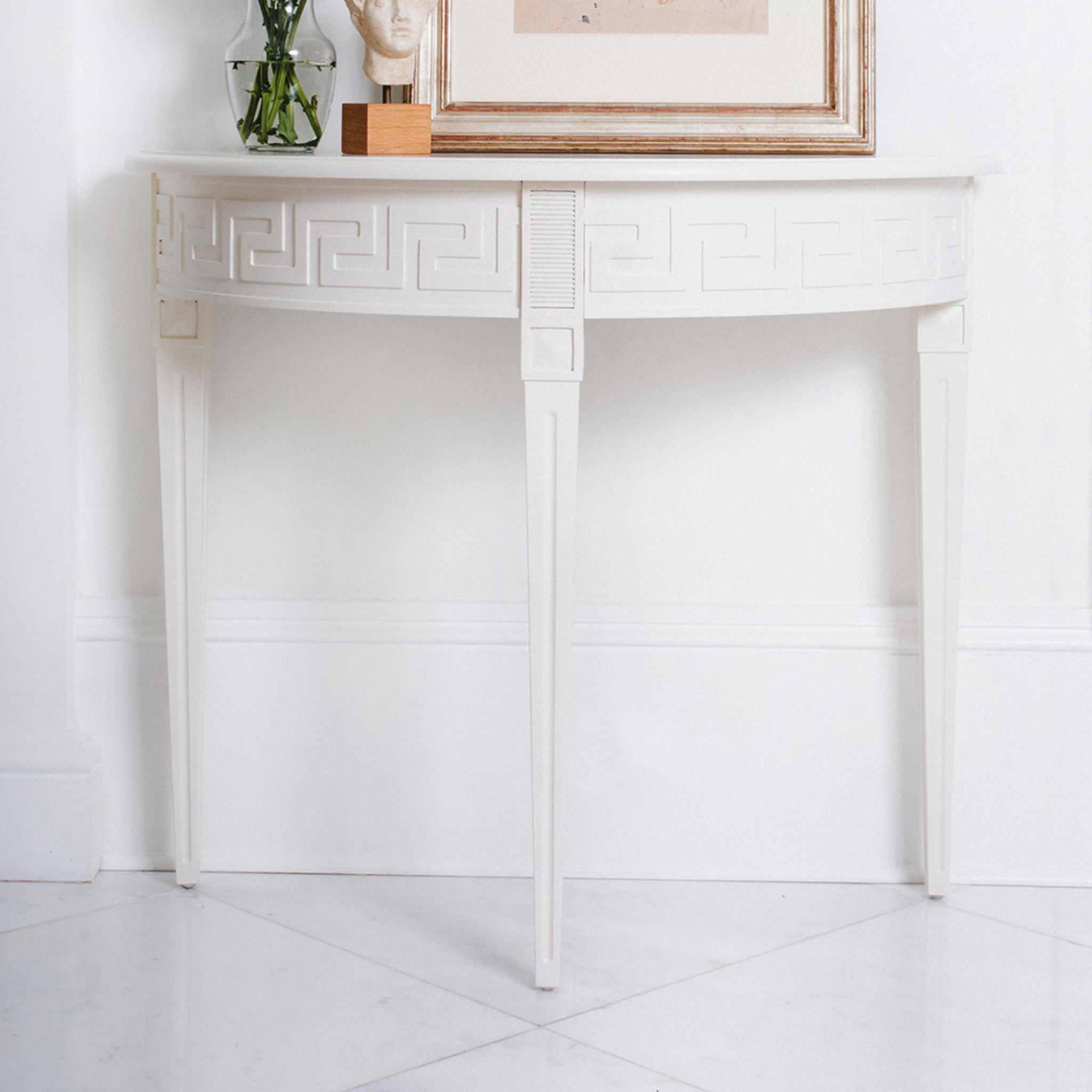 Elegant Athena Demilune Table - Half Moon Console Table with Wooden Finish for Entryway, Living Room & Hallway Decor - Perfect for Small Spaces & Home Organization
