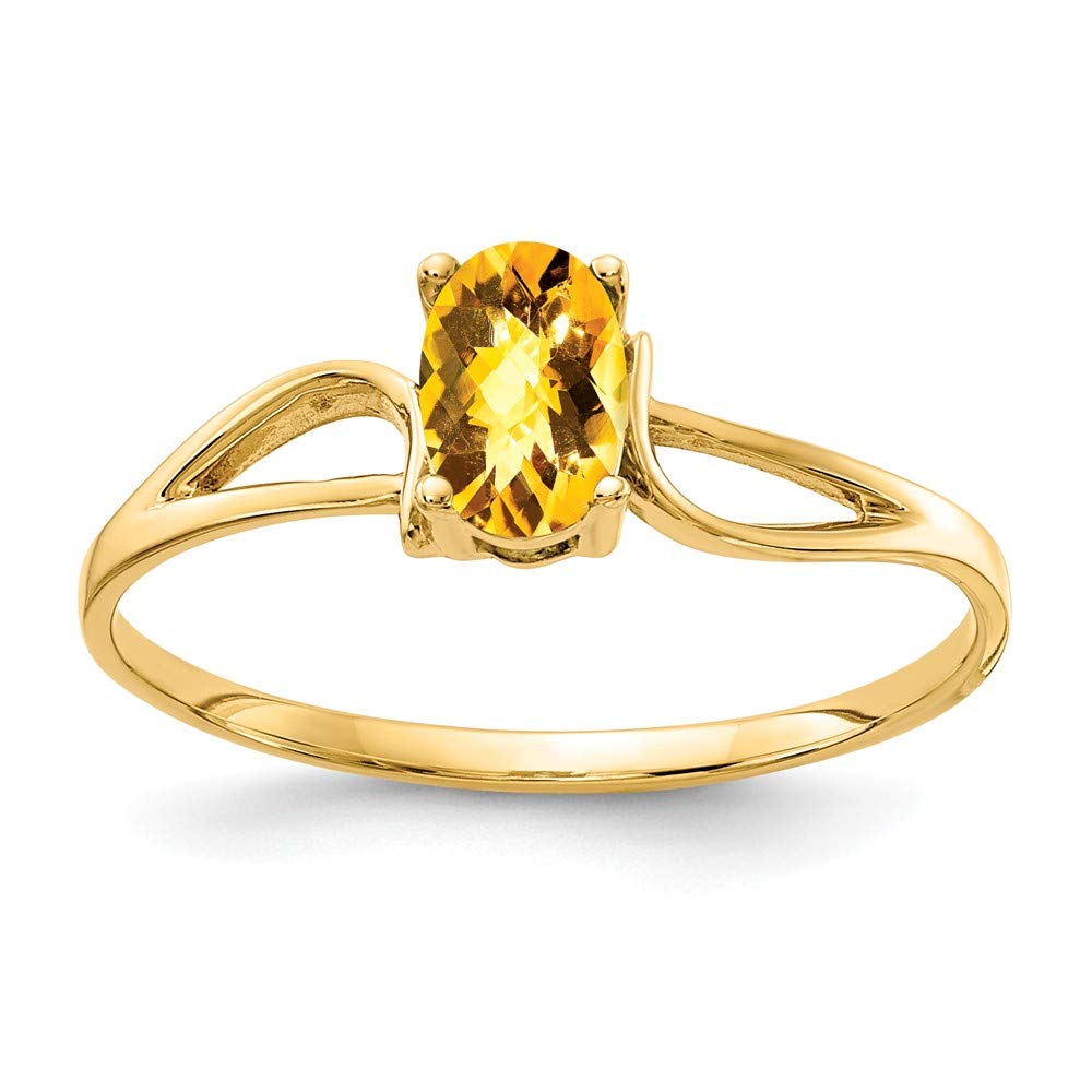14K Yellow Gold Oval Citrine Gemstone Checker Engagement Ring - November Birthstone Jewelry for Women, Perfect for Anniversaries, Proposals & Special Occasions
