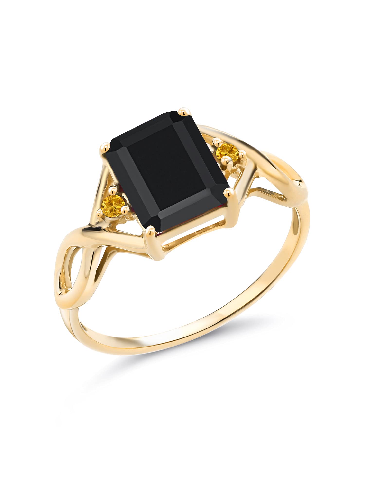 2.20 Ct Black Onyx & Yellow Created Sapphire 18K Gold Plated Silver Ring for Women | Elegant Gemstone Jewelry for Parties, Weddings & Special Occasions