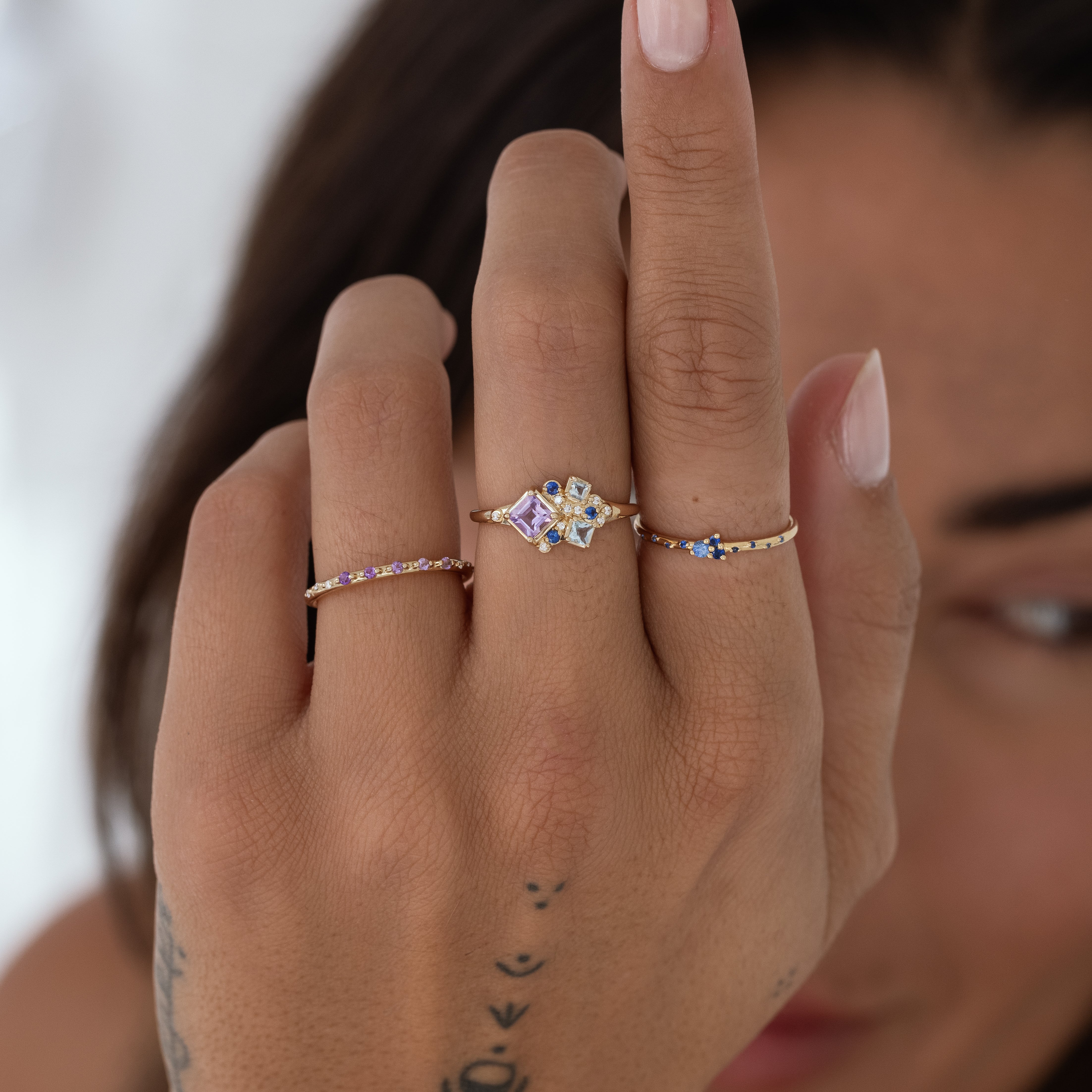 Lavender Nebula Ring for Women - Dainty Purple Galaxy Jewelry - Perfect for Date Night & Boho Fashion