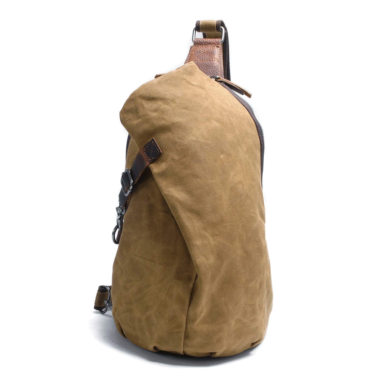 Men's Waxed Canvas Sling Backpack - Crossbody Shoulder Bag for Travel, Hiking & Everyday Use - Durable Casual Daypack for Work, Gym & Outdoor Adventures