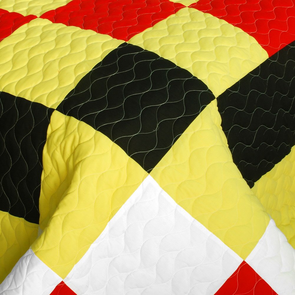 Rattlebush Vermicelli-Quilted Patchwork Plaid Quilt Set - Full/Queen Size Soft Bedding for Cozy Winter Nights & Farmhouse Bedroom Decor