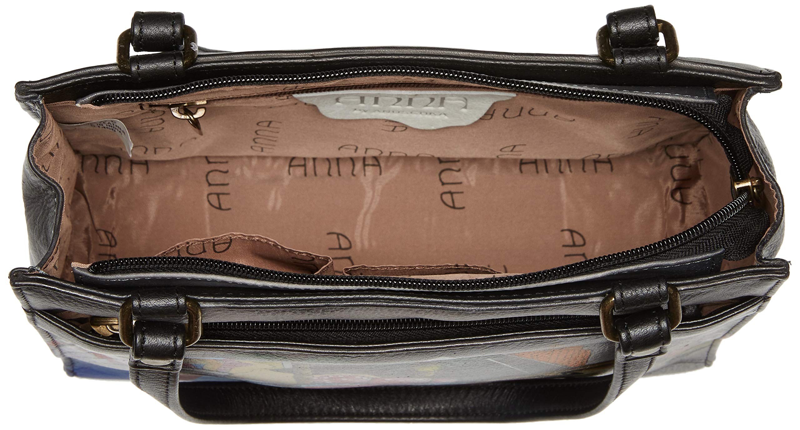 Anna by Anuschka Women's Genuine Leather Large Zip-Top Satchel Handbag - Hand Painted Original Artwork Designer Purse with Zip Closure & Multiple Pockets | Perfect for Work, Travel & Everyday Use
