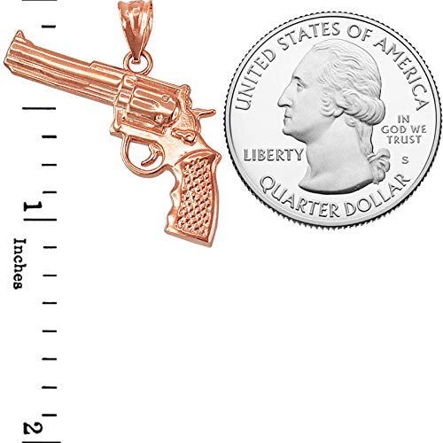 10K Rose Gold Revolver Pistol Pendant Necklace for Women - Western Cowgirl Jewelry Gift for Birthday, Valentine's Day - Perfect for Biker Parties, Country Music Concerts & Cowboy-Themed Events