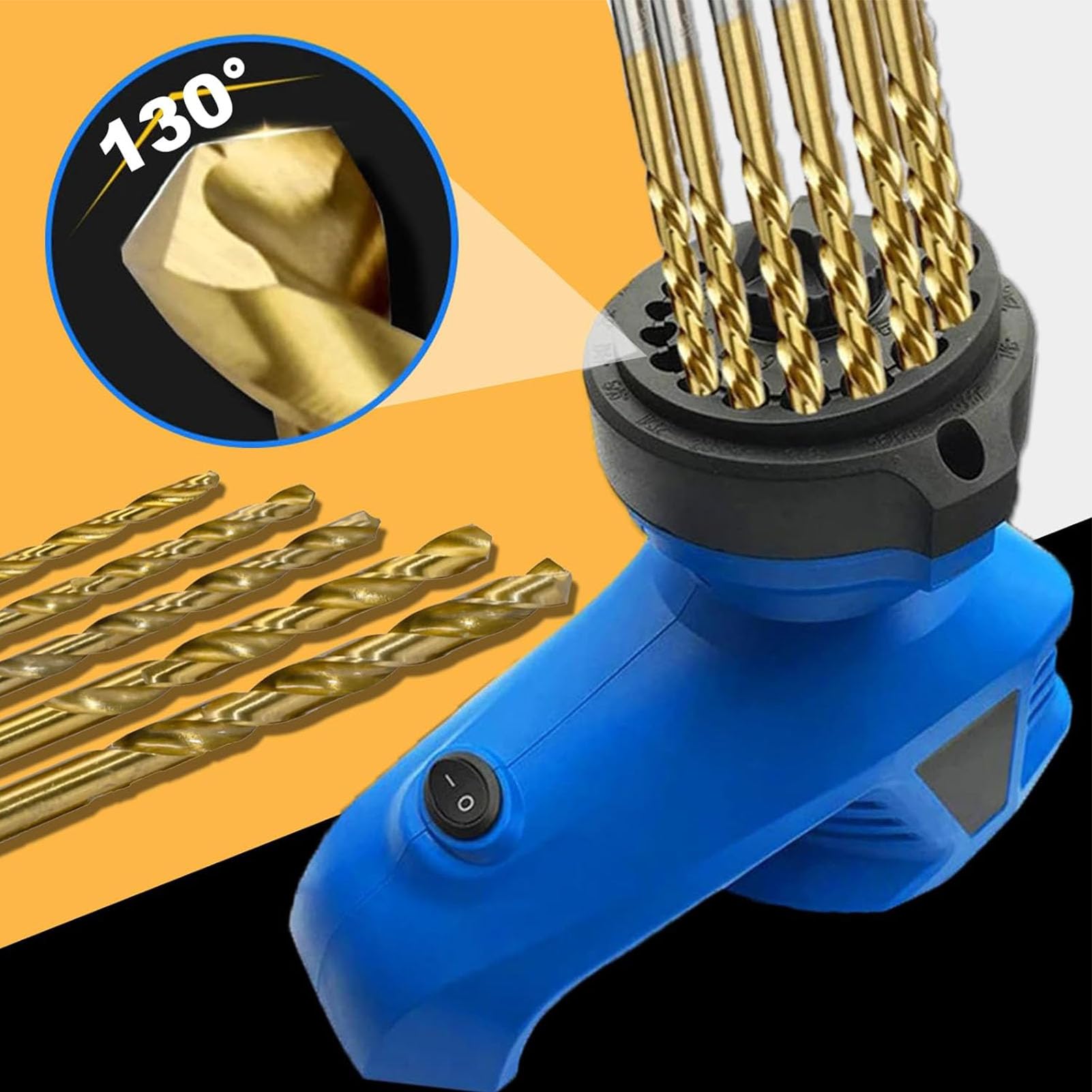 Multipurpose Drill Bit Sharpener for All Bits - Professional Drill Bit Grinder & Sharpening Tool for 130° Angle, Fits 1/8in to 15/32in Drill Bits - Perfect for Woodworking, Metalworking & DIY Home Projects