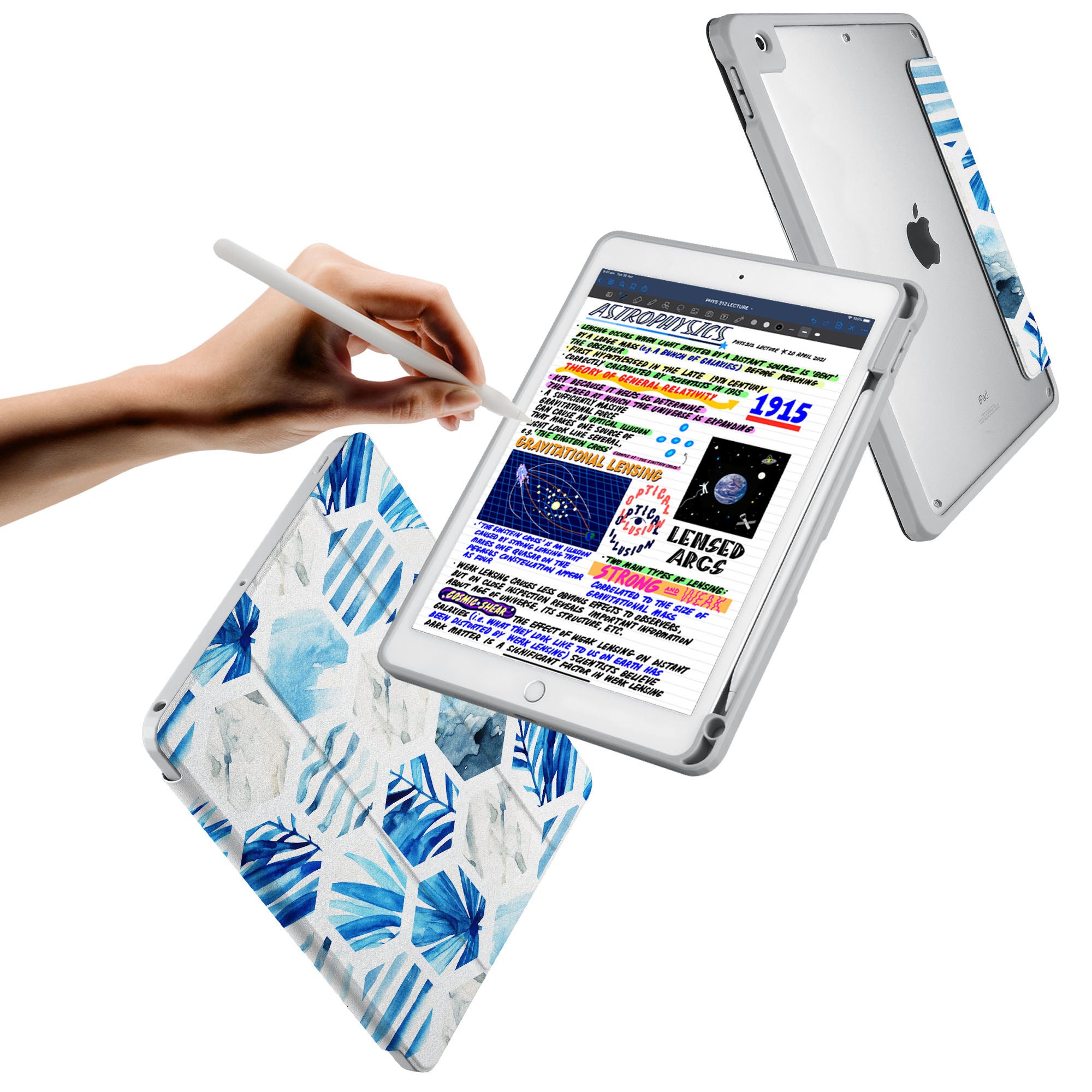 iPad 360 Elite Case with Geometric Flower Design - Premium Protective Cover for iPad Air/Pro, Slim Rotating Stand for Work, Study & Entertainment