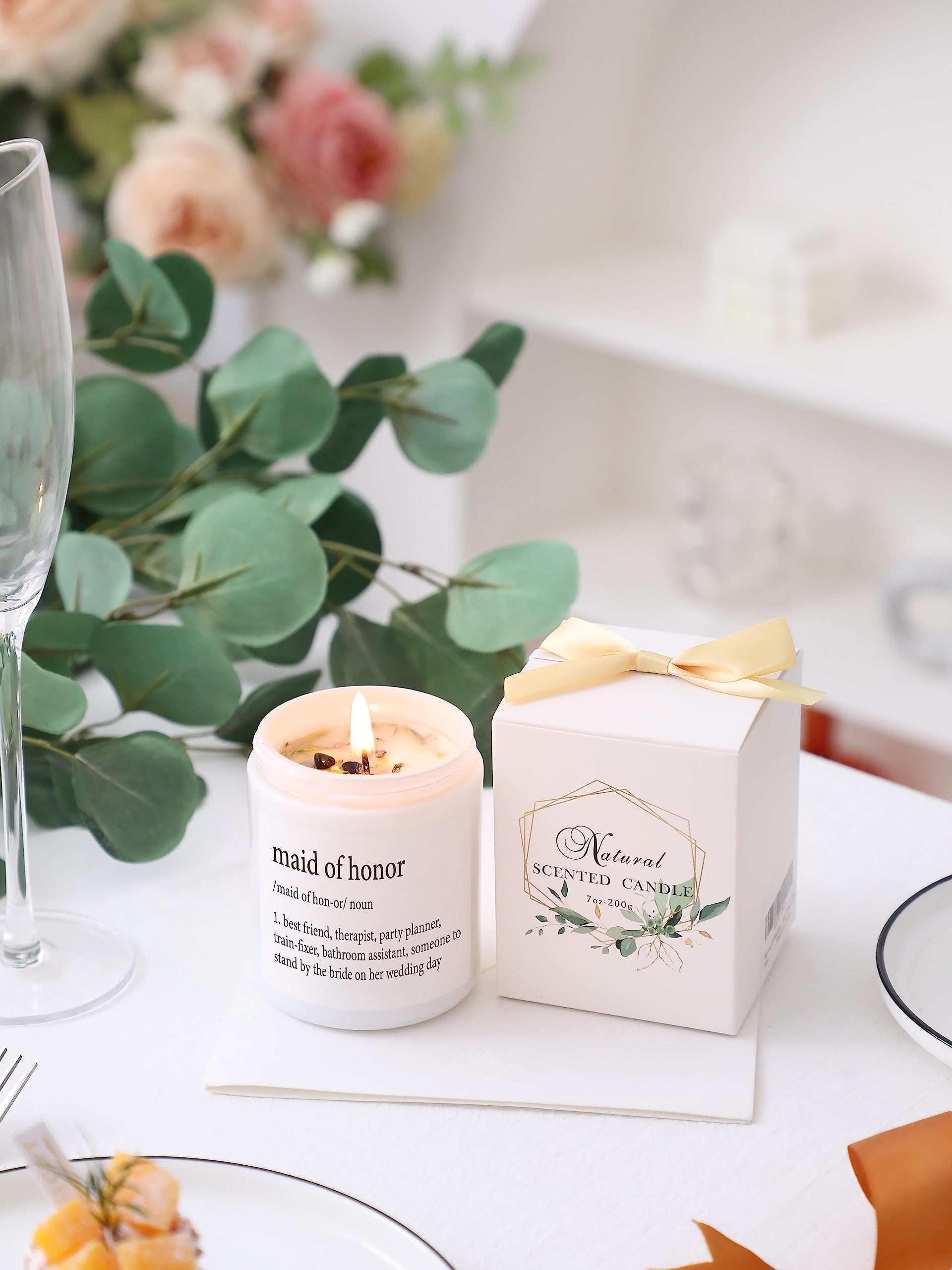 Bridesmaid Proposal Gift Candle - Vanilla Lavender Scented Soy Candle with Crystals | Perfect for Wedding Party Favors, Bridal Shower Gifts & Best Friend Presents | Relaxing Aromatherapy for Spa Nights & Romantic Home Decor