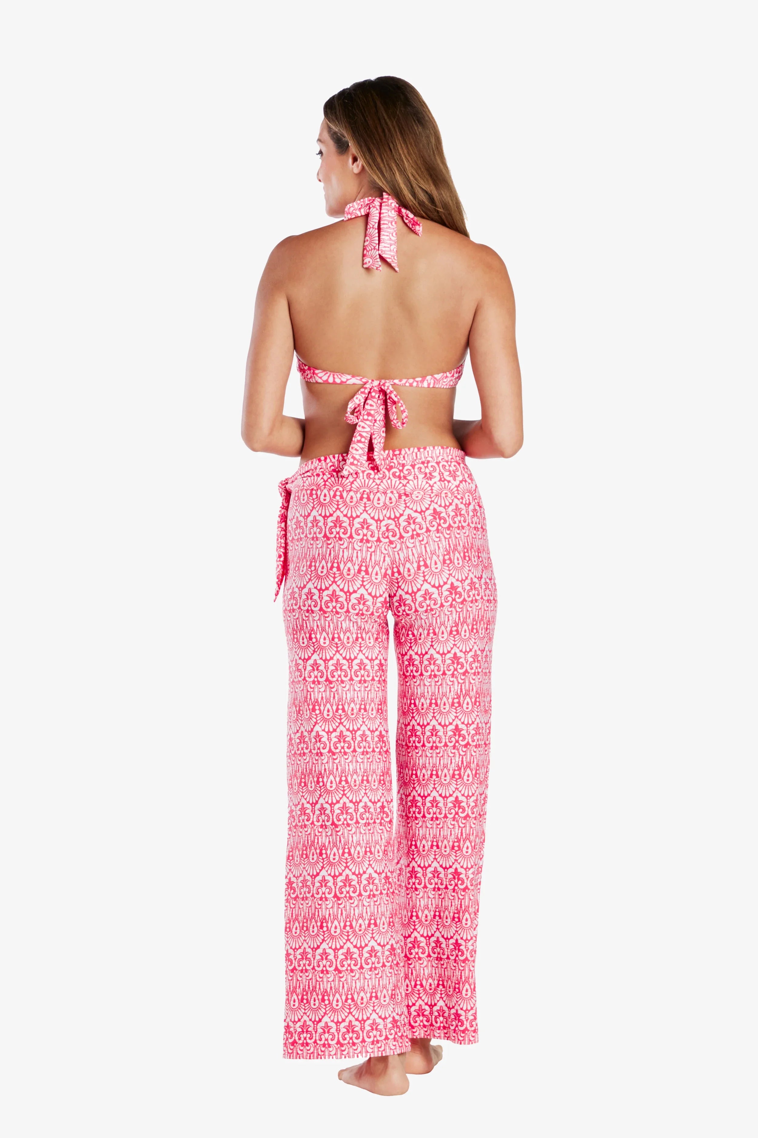 Relaxed Side Tie UPF 50+ Pants - Island Batik Pink | Beach Cover-Up, Yoga & Summer Casual Wear