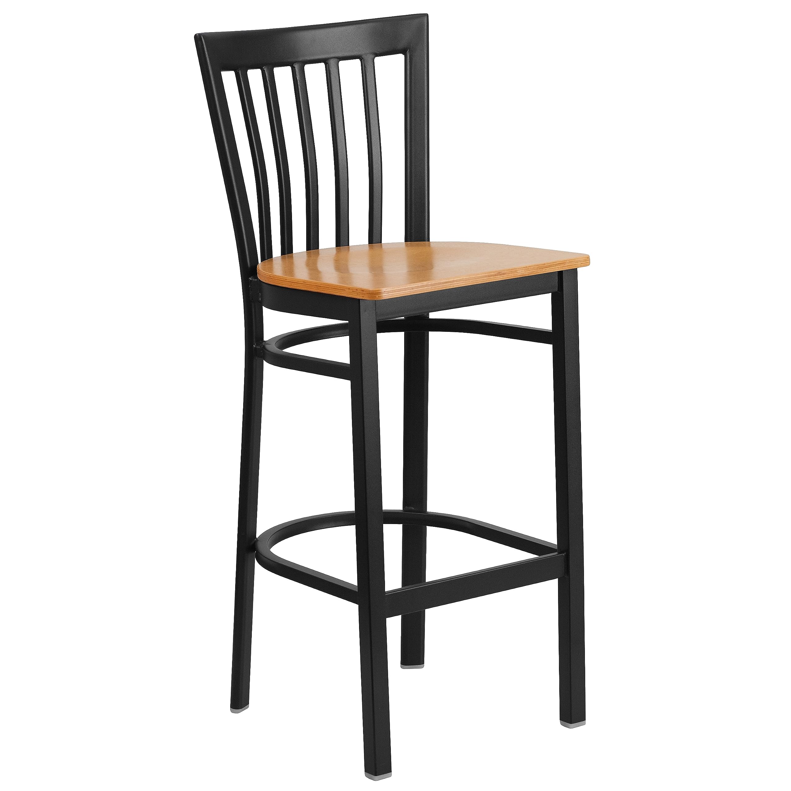 Flash Furniture HERCULES Series Black Metal Bar Stool with Natural Wood Seat - Heavy Duty School & Restaurant Stool for Kitchen, Bar Counter, and Dining Room Use