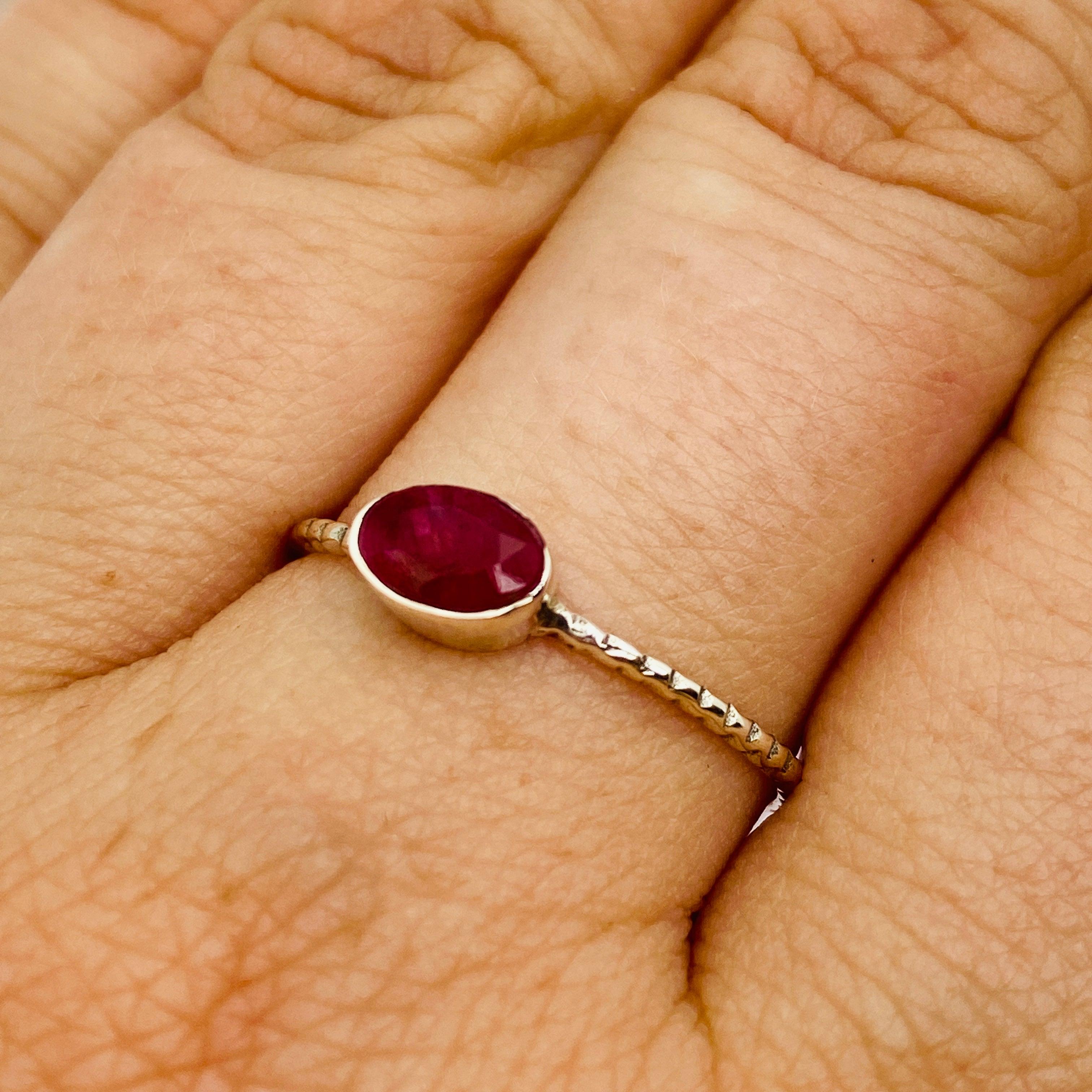 Ruby Oval Faceted Fine Band Ring R3750 RU - Elegant Jewelry for Women, Perfect for Weddings, Anniversaries & Special Occasions