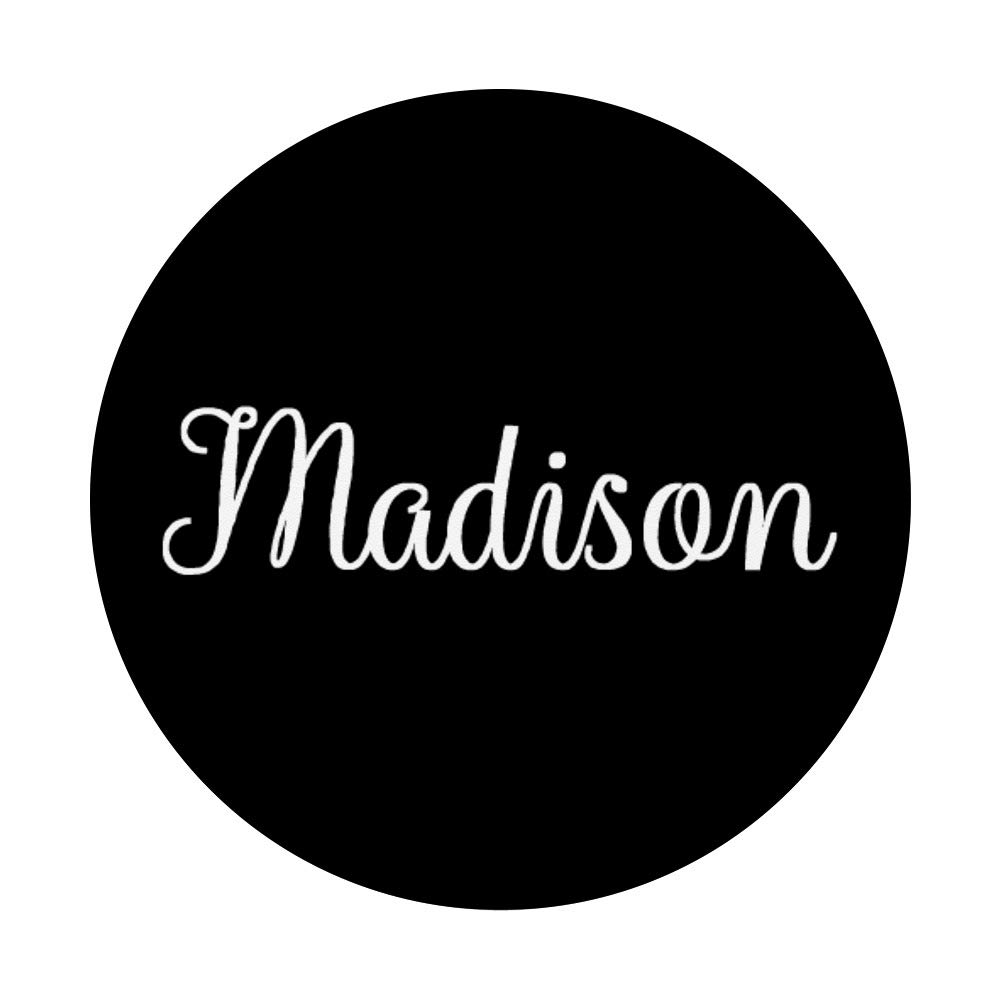 Madison Name PopSockets Grip & Stand for Phone & Tablet - Black Phone Holder for Girls & Women | Perfect for School, Work & Travel