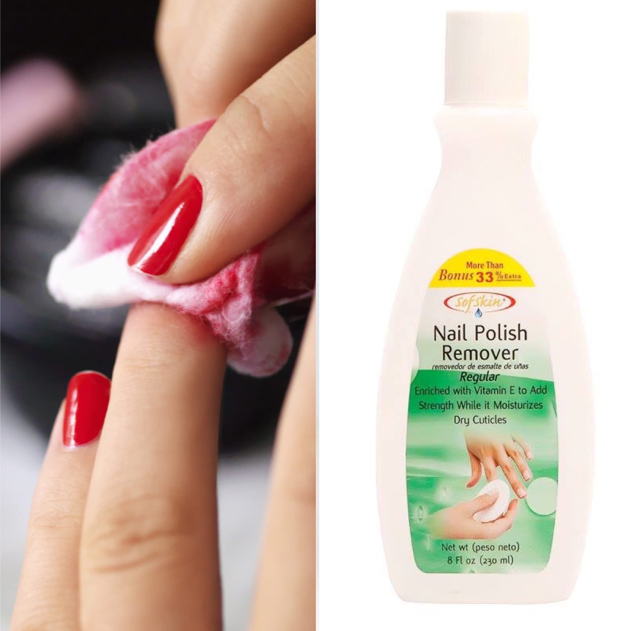 SOFSKIN Acetone Nail Polish Remover - Clear Transparent Formula with Cuticle Moisturizer - 230ml - Gentle & Effective Nail Care for Manicures, Pedicures & At-Home Nail Treatments
