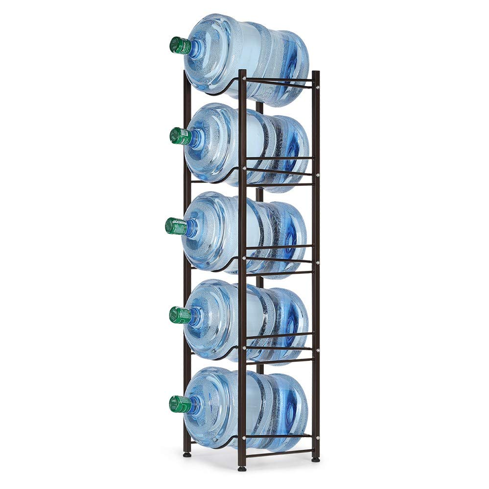 5-Tier Heavy Duty Water Bottle Storage Rack - Detachable 5 Gallon Water Cooler Jug Holder Shelf for Home & Office Organization (Copper Bronze) | Space-Saving Solution for Kitchen, Pantry or Break Room