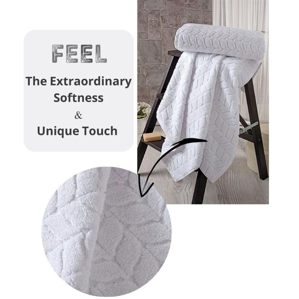 BAGNO MILANO Luxury Turkish Bath Towels Set - Ultra Soft Plush Jacquard, Quick Dry & Absorbent, 4-Piece Hand Towel Set (Grey) - Perfect for Spa, Bathroom & Hotel Use