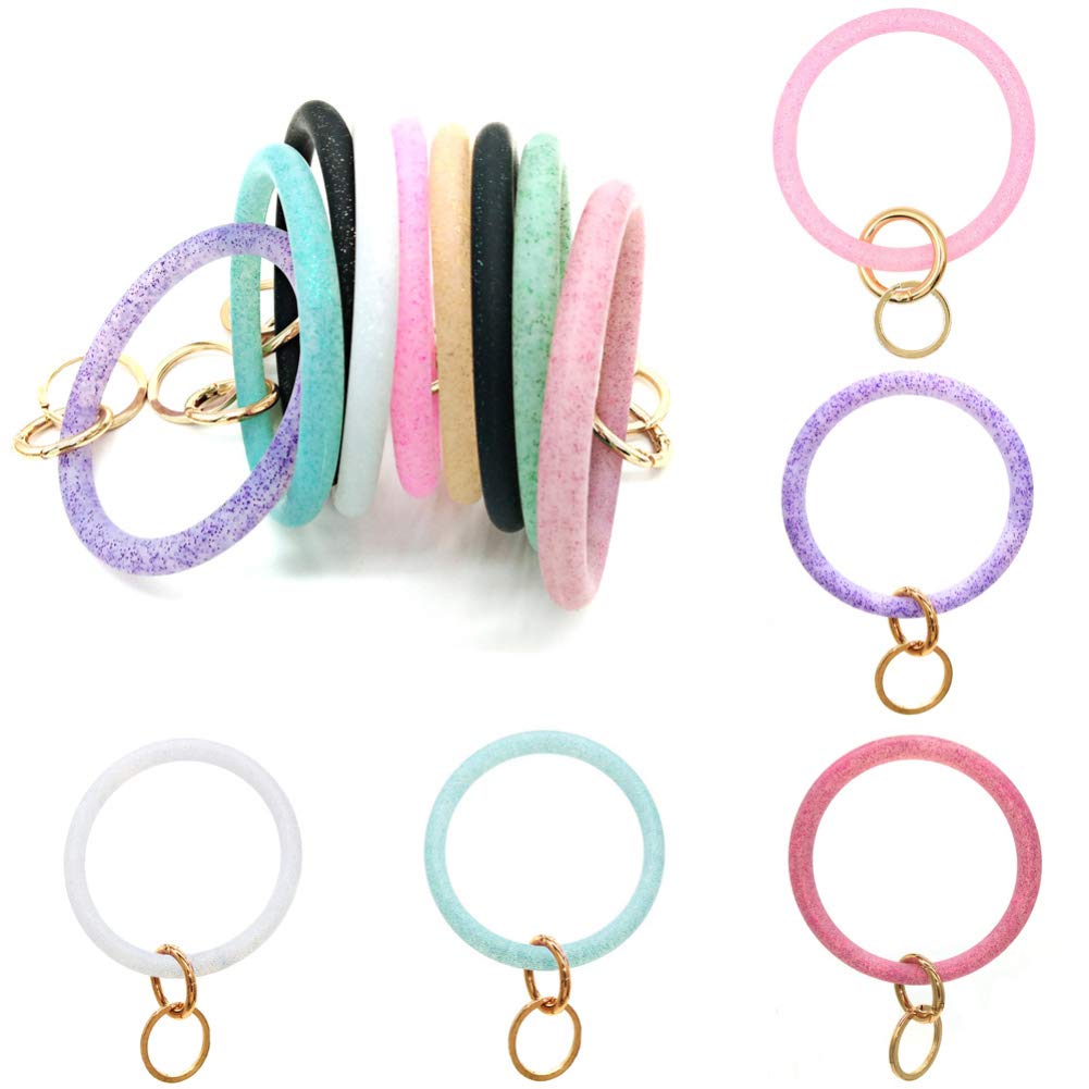 PrettDliJUN Silicone Bangle Key Ring Holder Bracelet - Purple Keychain Organizer for Keys, Bags & Clothes | Fashionable & Practical Wrist Accessory for Women (Ideal for Gym, Shopping & Daily Use)