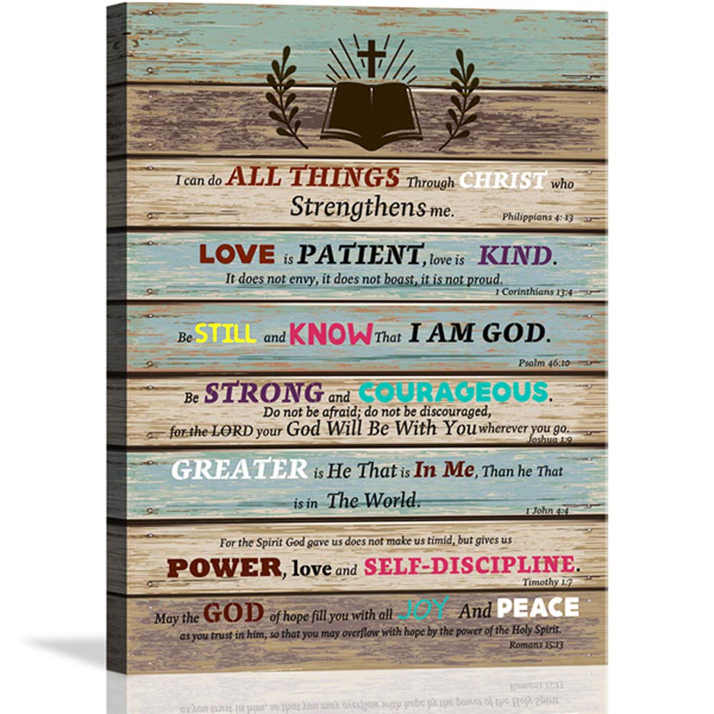 Inspirational Bible Verse Wall Art - Christian Canvas Print with 'Be Still and Know That I Am God' - Rustic Farmhouse Decor for Office, Bathroom, Bedroom - Perfect Religious Gift for Home & Church Decor