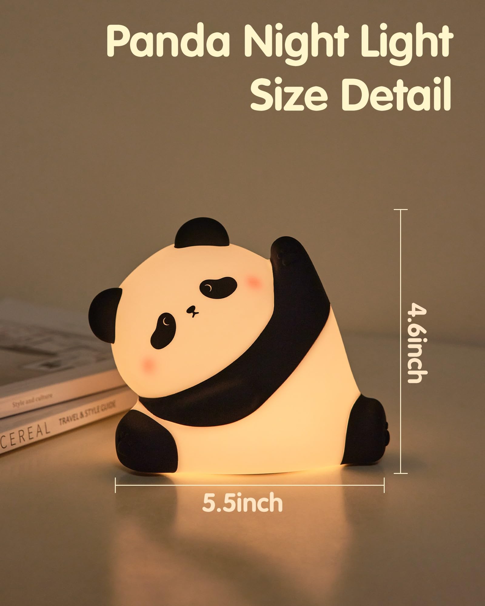 **Rechargeable Panda Night Light - 3-Level Dimmable LED Nursery Lamp, Soft Food-Grade Silicone, Cute Touch Control for Baby Kids Room, Breastfeeding & Toddler Sleep Aid - Perfect Gift & Decor**    *(Ideal for nurseries, kids' bedrooms, breastfeeding sessions, and cozy night-time ambiance.)*