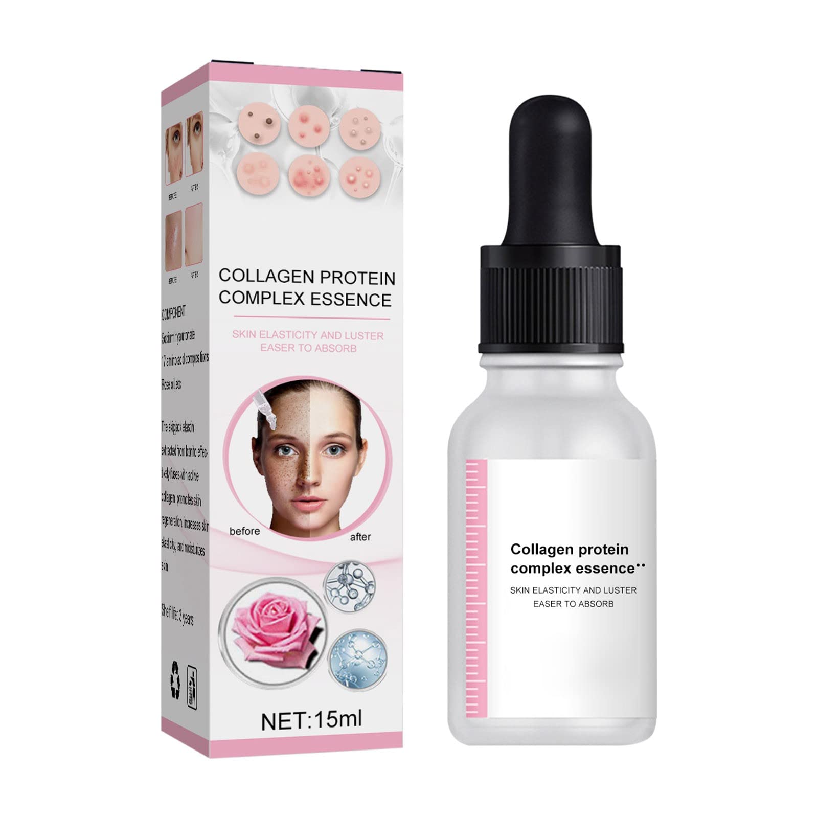 Organic Collagen Serum - Tightens, Brightens & Moisturizes Skin | Reduces Spots & Improves Skin Tone | 15ml Happy Skin Cosmetics | Perfect for Daily Skincare & Anti-Aging Routine