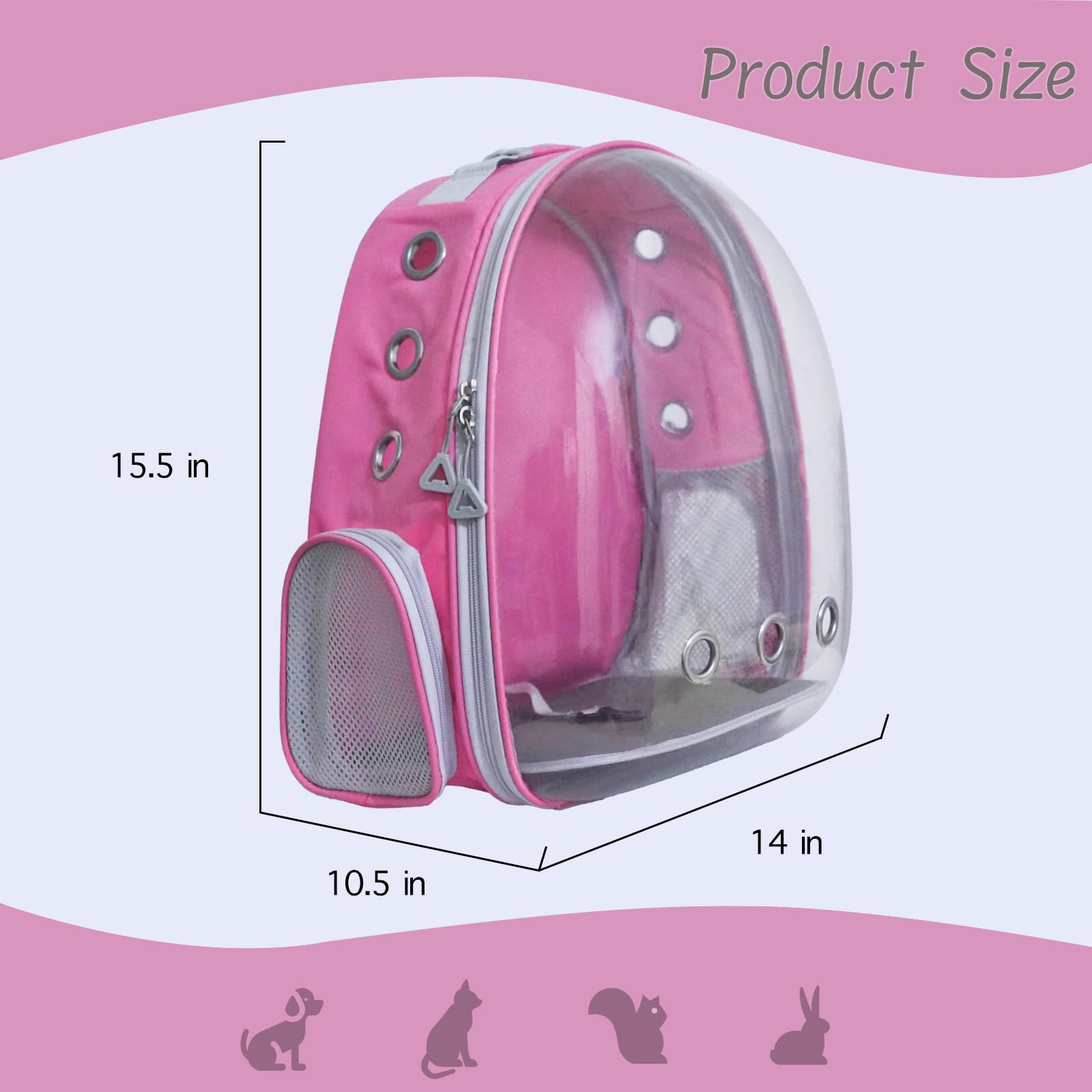 Premium Pet Backpack Carrier for Cats, Small Dogs & Bunnies - Escape-Proof Harness Included - Travel, Hiking & Outdoor Adventures - Breathable & Comfortable (Pink) | Perfect for Vet Visits, Air Travel & Daily Commutes