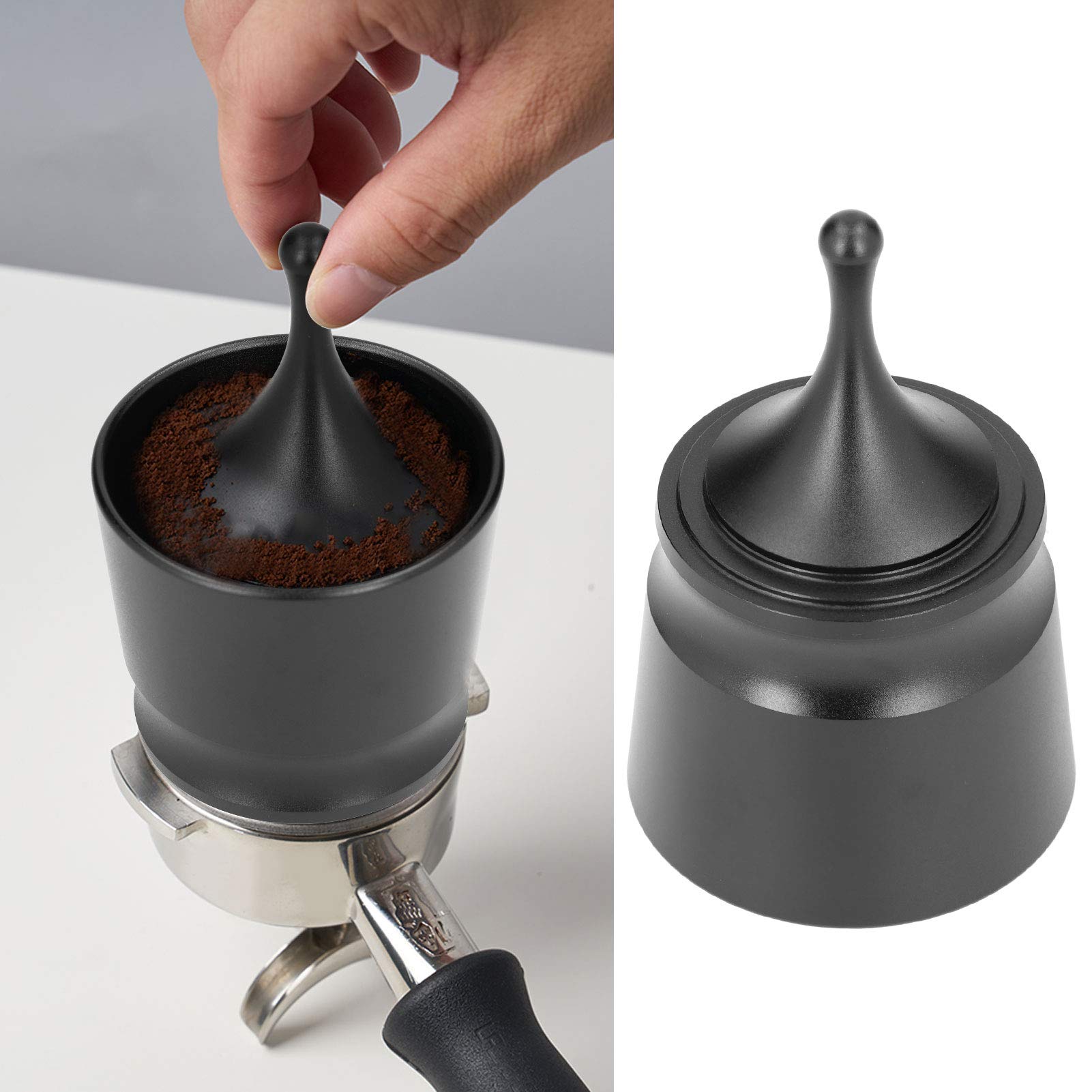 Premium 304 Stainless Steel Coffee Dosing Cup - 58mm Black Powder Receiver Container for Espresso & Coffee Brewing - Perfect for Baristas & Home Coffee Enthusiasts