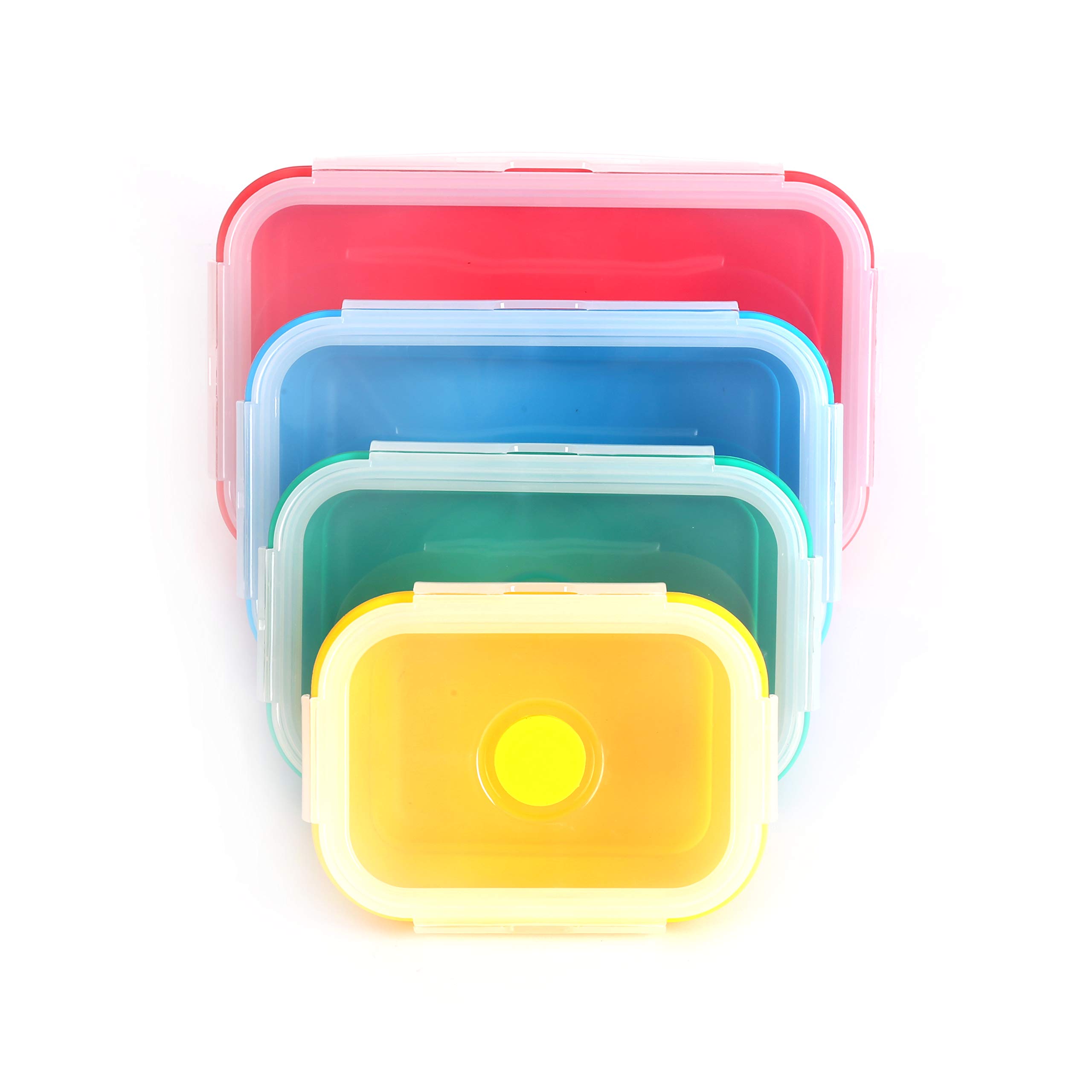 Deke Home - 4-Piece Collapsible Silicone Food Storage Container Set with Lids | BPA-Free, Airtight, Space-Saving | Microwave, Freezer & Dishwasher Safe | Perfect for Meal Prep, Lunch Box, Camping & Travel | Kitchen Organization & On-the-Go Food Storage