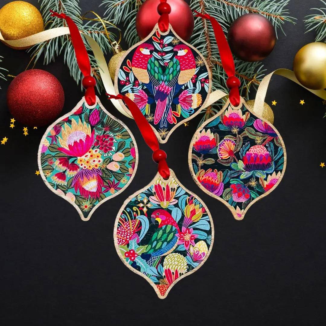 Australiana Christmas Ornament Bauble Set - 12-Piece Handmade Australian-Themed Holiday Decorations for Christmas Tree, Home & Office Decor